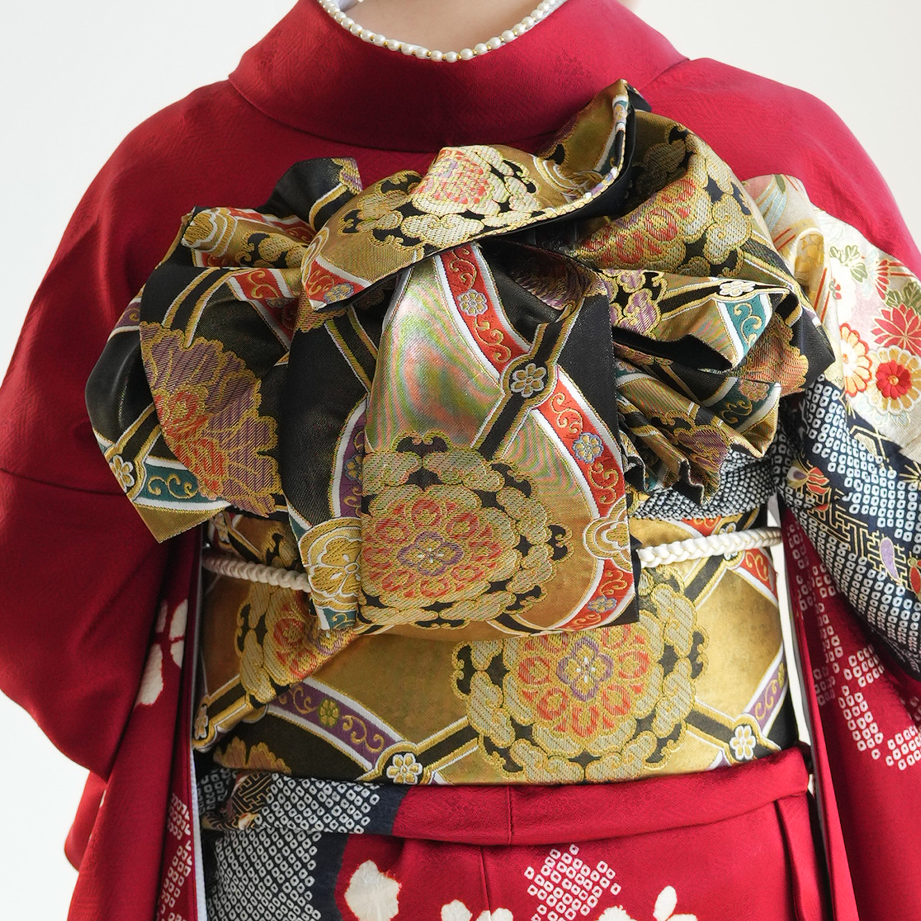 レンタル 振袖 成人式 正絹着物+袋帯 21点セット 絵羽 結婚式 赤系