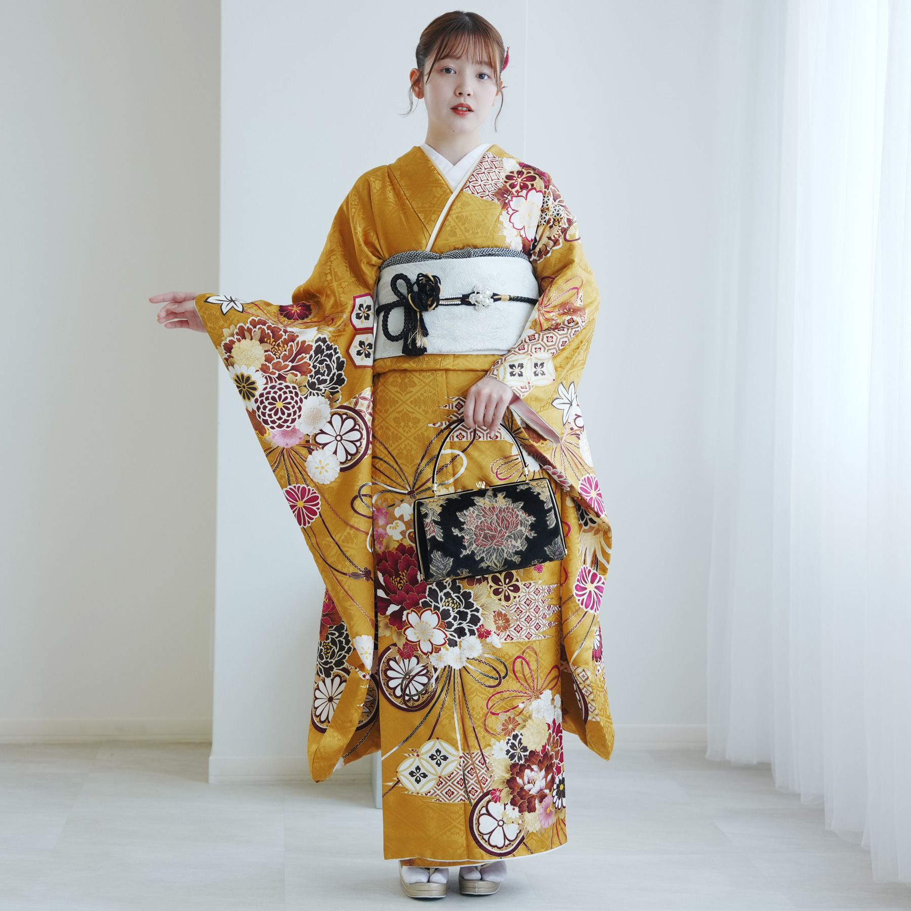 訪問着 レンタル おしゃれ 20点 フルセット 正絹 着物 花柄 水色系