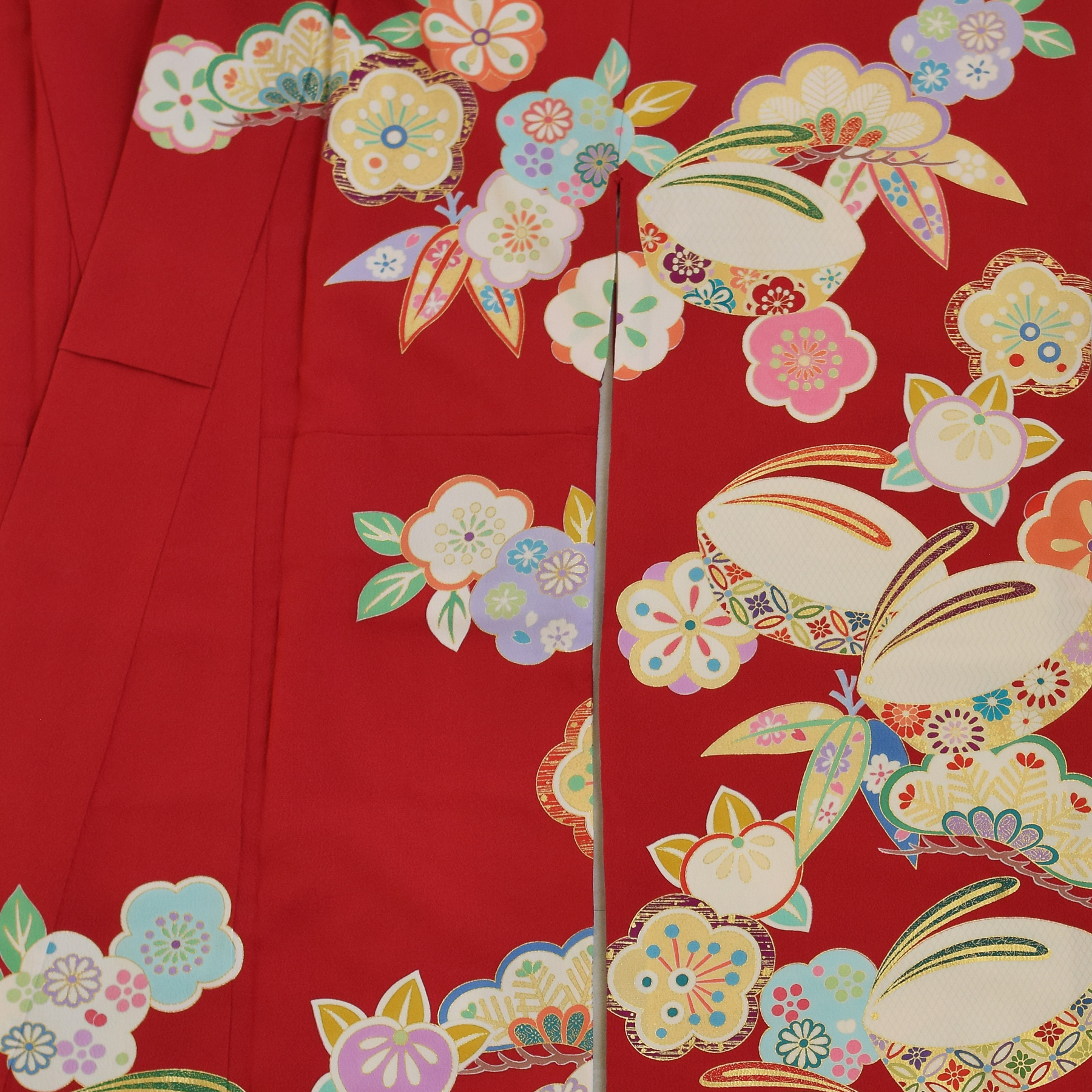 レンタル 振袖 正絹着物+袋帯 21点セット 絵羽 吉沢の友禅 特選・深緋