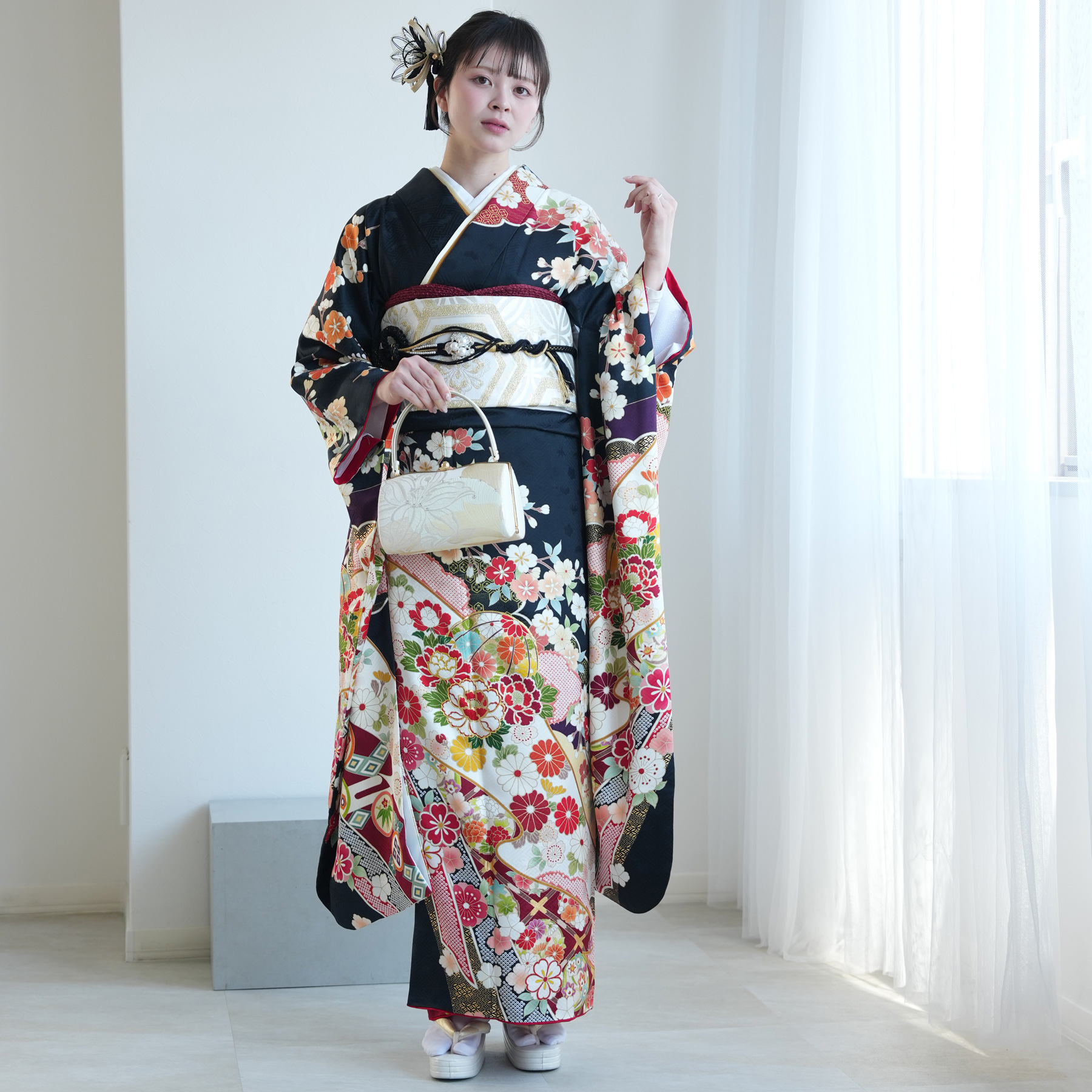 レンタル 振袖 成人式 セット 正絹 ダークネ...の詳細画像3
