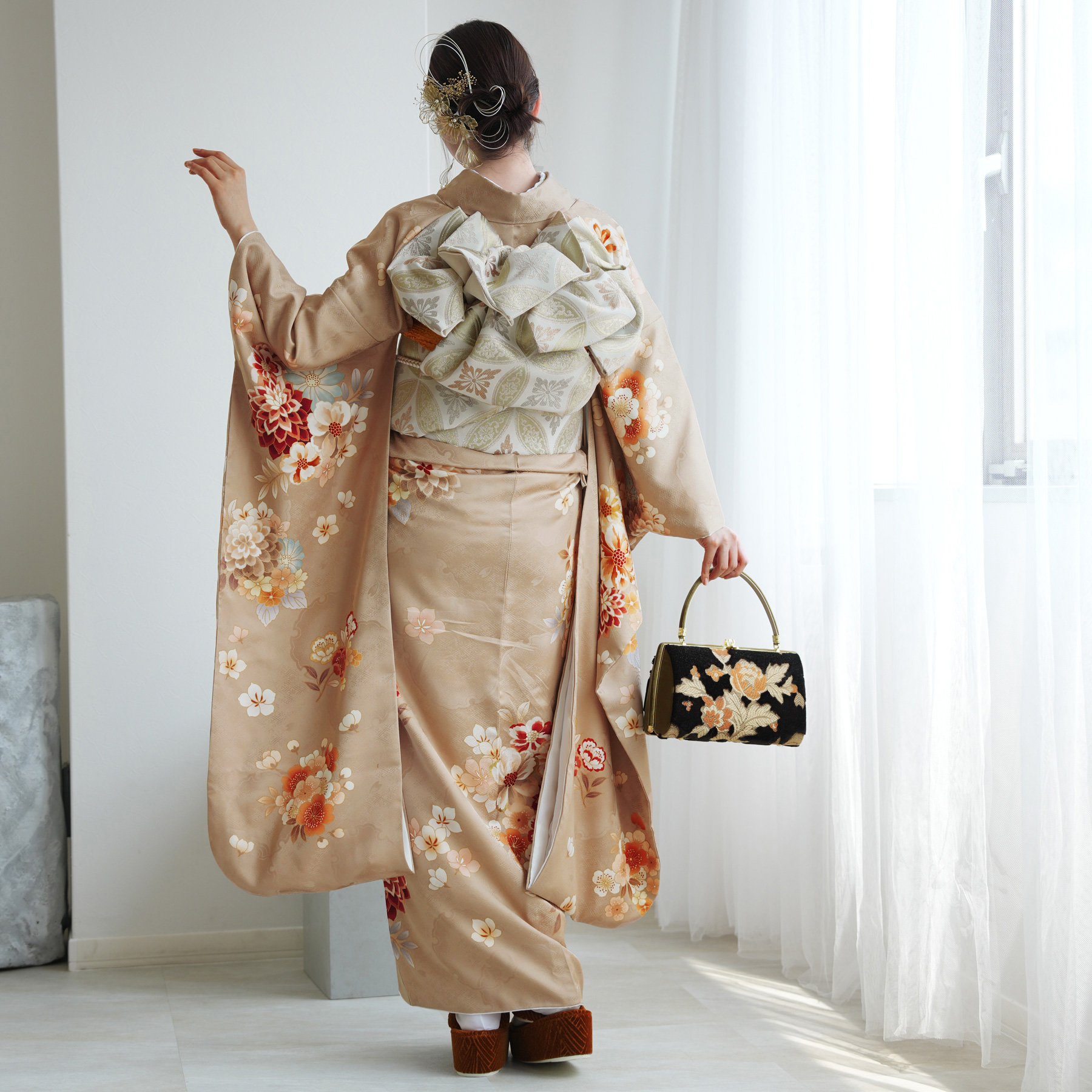 レンタル 振袖 成人式 正絹 アプリコットブー...の詳細画像5