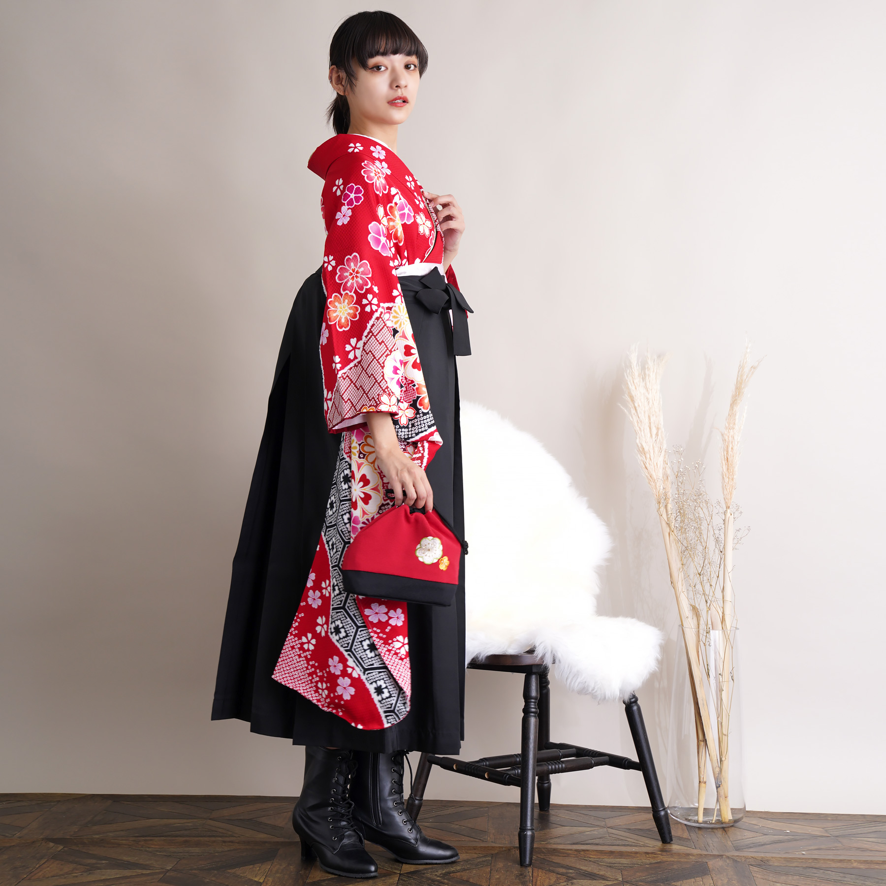 袴 レンタル 卒業式 振袖 18点セット 古典柄 レトロ アンティーク系 袴