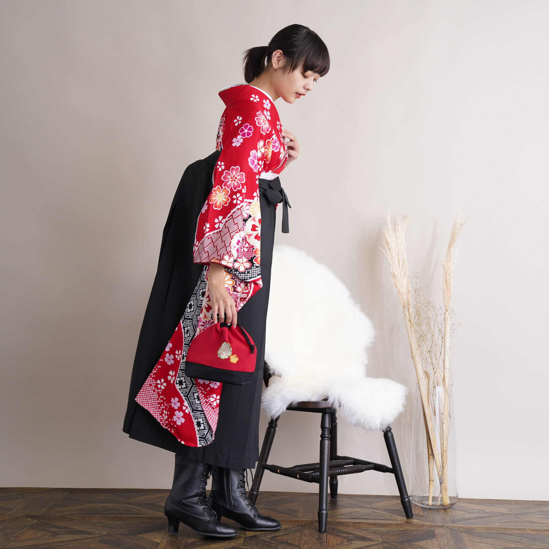 袴 レンタル 卒業式 振袖 18点セット 古典柄 レトロ アンティーク系 袴