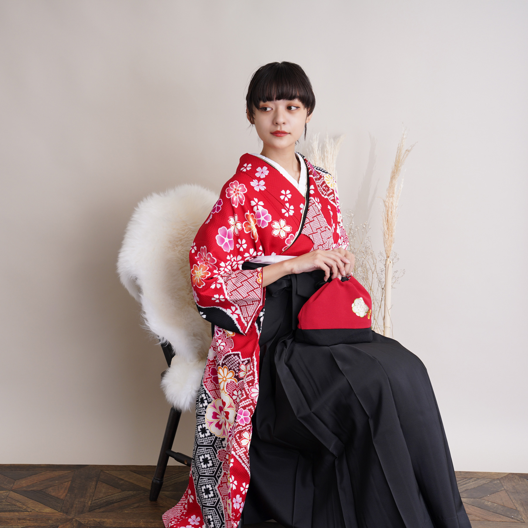 袴 レンタル 卒業式 振袖 18点セット 古典柄 レトロ アンティーク系 袴