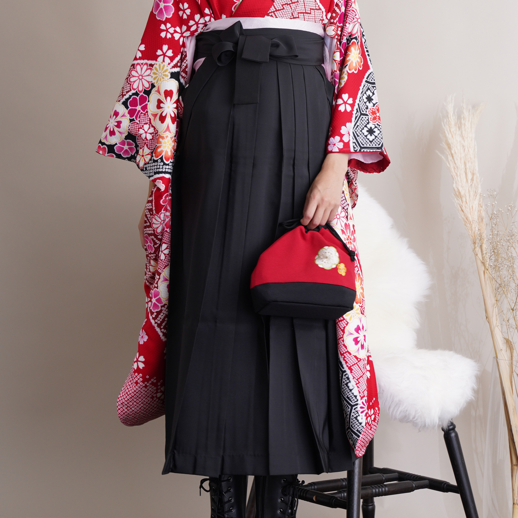 袴 レンタル 卒業式 振袖 18点セット 古典柄 レトロ アンティーク系 袴