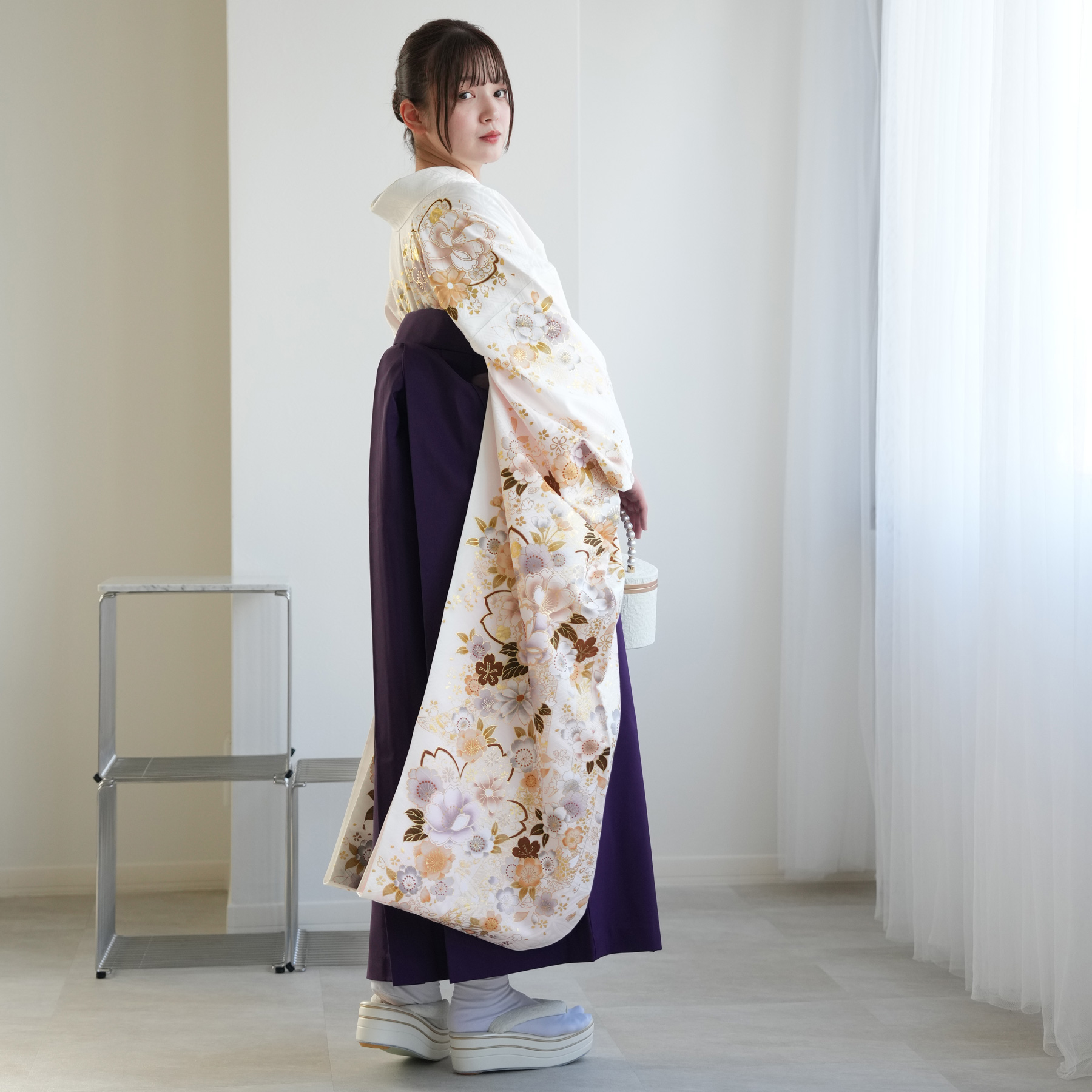 袴 レンタル 卒業式 18点セット レトロホワ...の詳細画像5