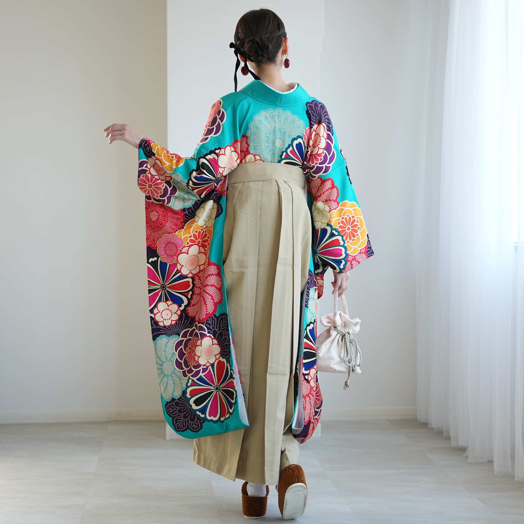 袴 レンタル 卒業式 18点セット レトロ水色...の詳細画像5