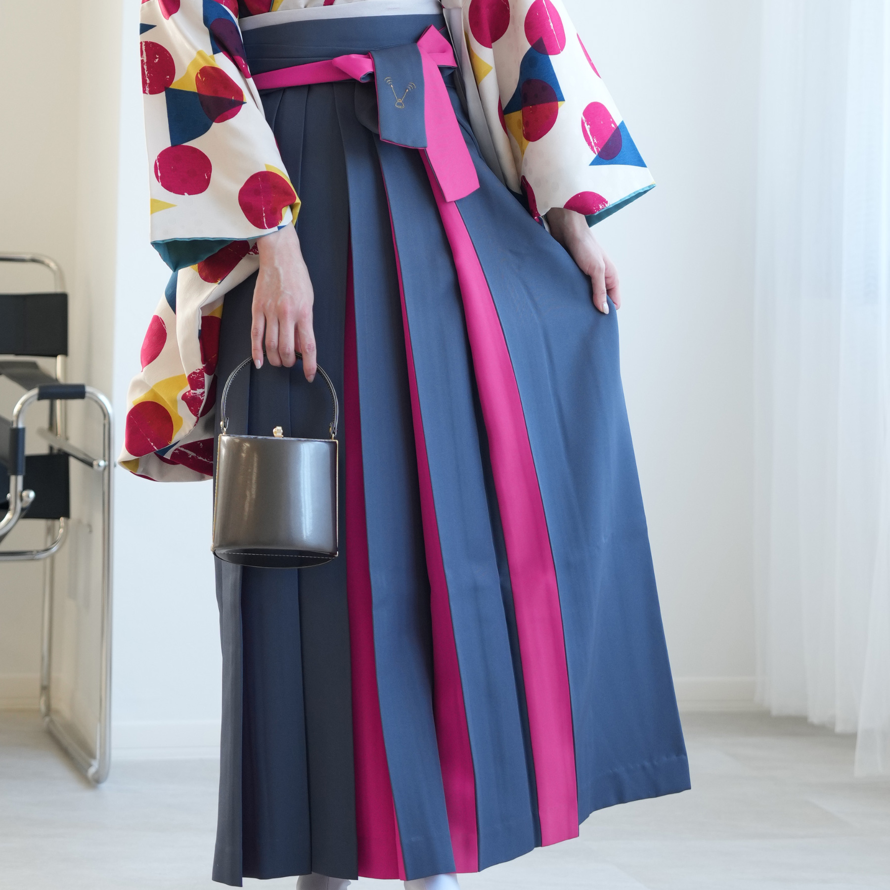 袴 レンタル 卒業式 2尺袖着物 17点セット モダンアンテナ レトロ 袴 