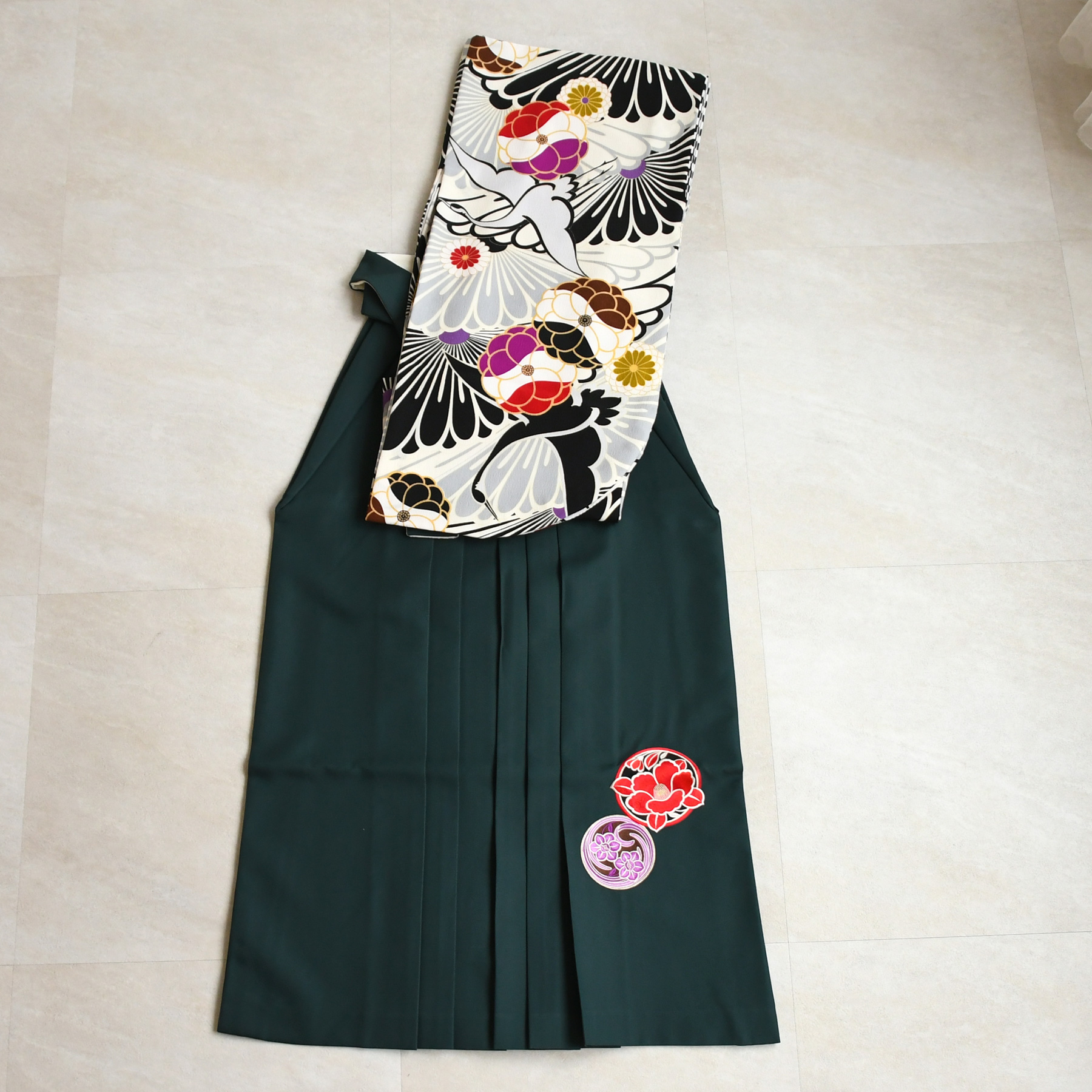 袴 レンタル 卒業式 2尺袖着物 17点セット JAPAN STYLE レトロ モダン