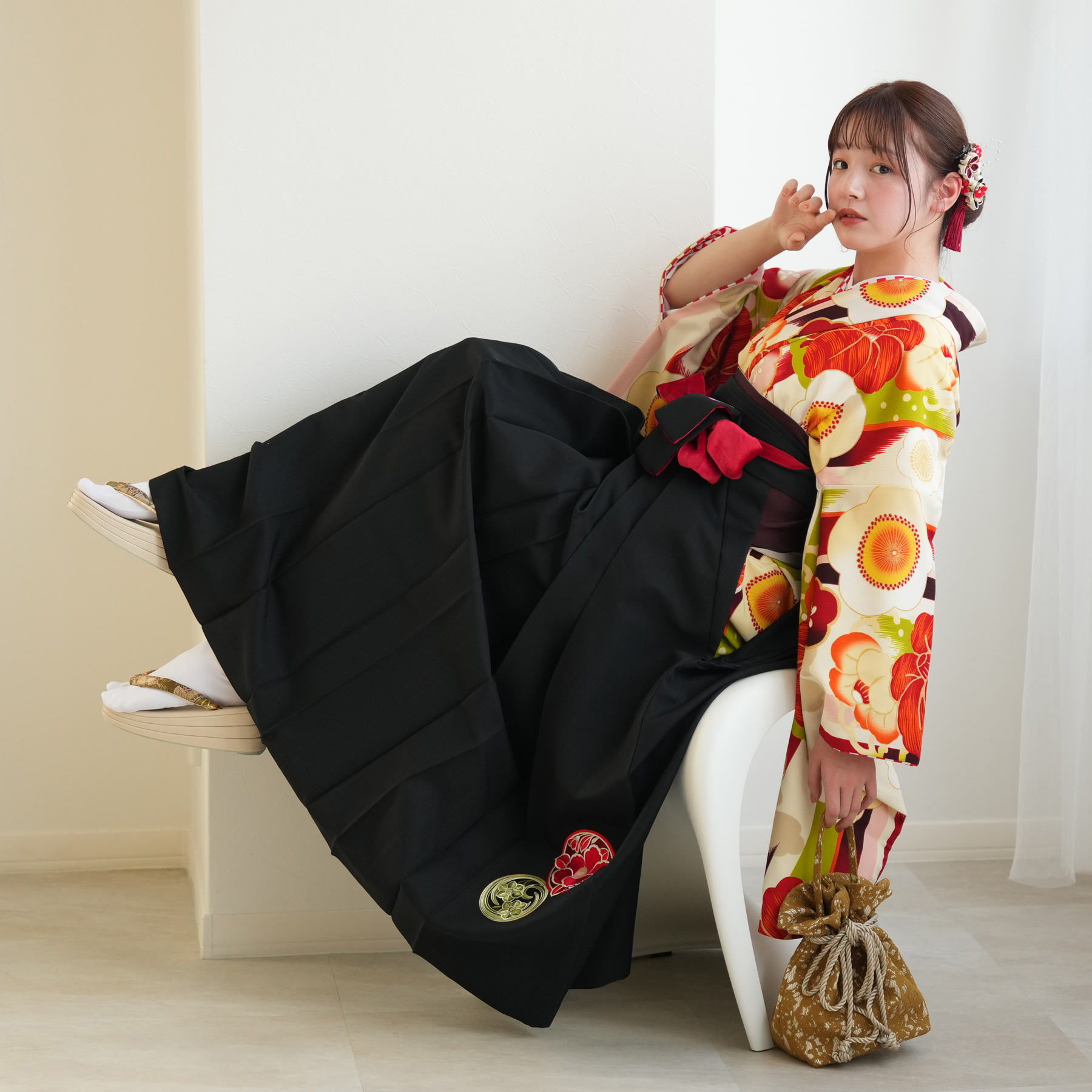 袴 レンタル 卒業式 2尺袖着物 17点セット JAPAN STYLE レトロ