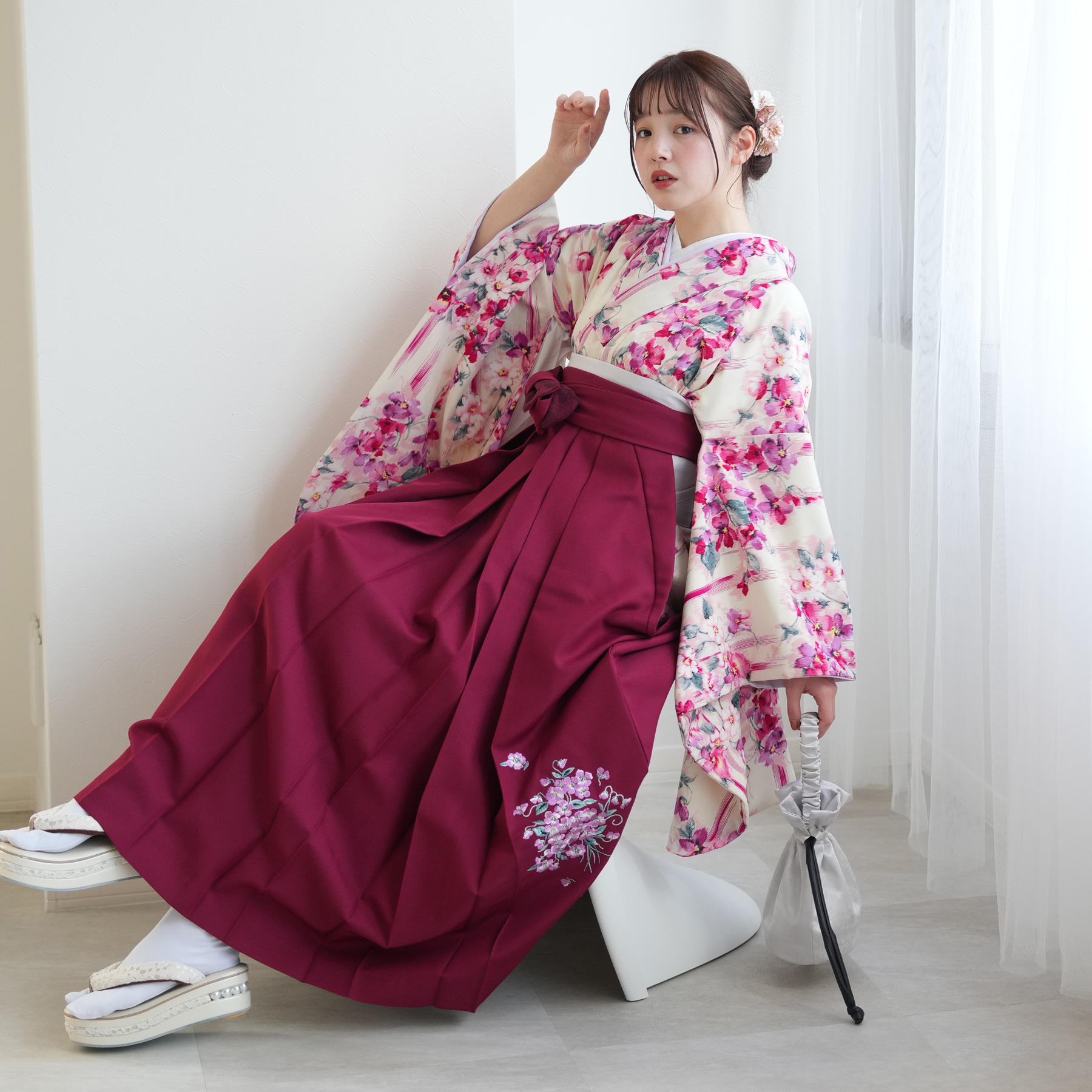 袴セット 110cm 肌襦袢付き 袴 レンタル 卒業式 2尺袖着物 17点セット JILL STUART ジル