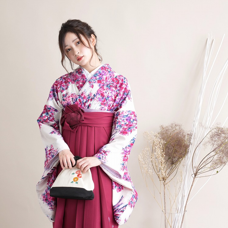 2尺袖 ブランド ポリエステル着物 JILL STUART袴用 躾糸付き 袴 レンタル 卒業式 2尺袖着物 17点セット JILL STUART ジル