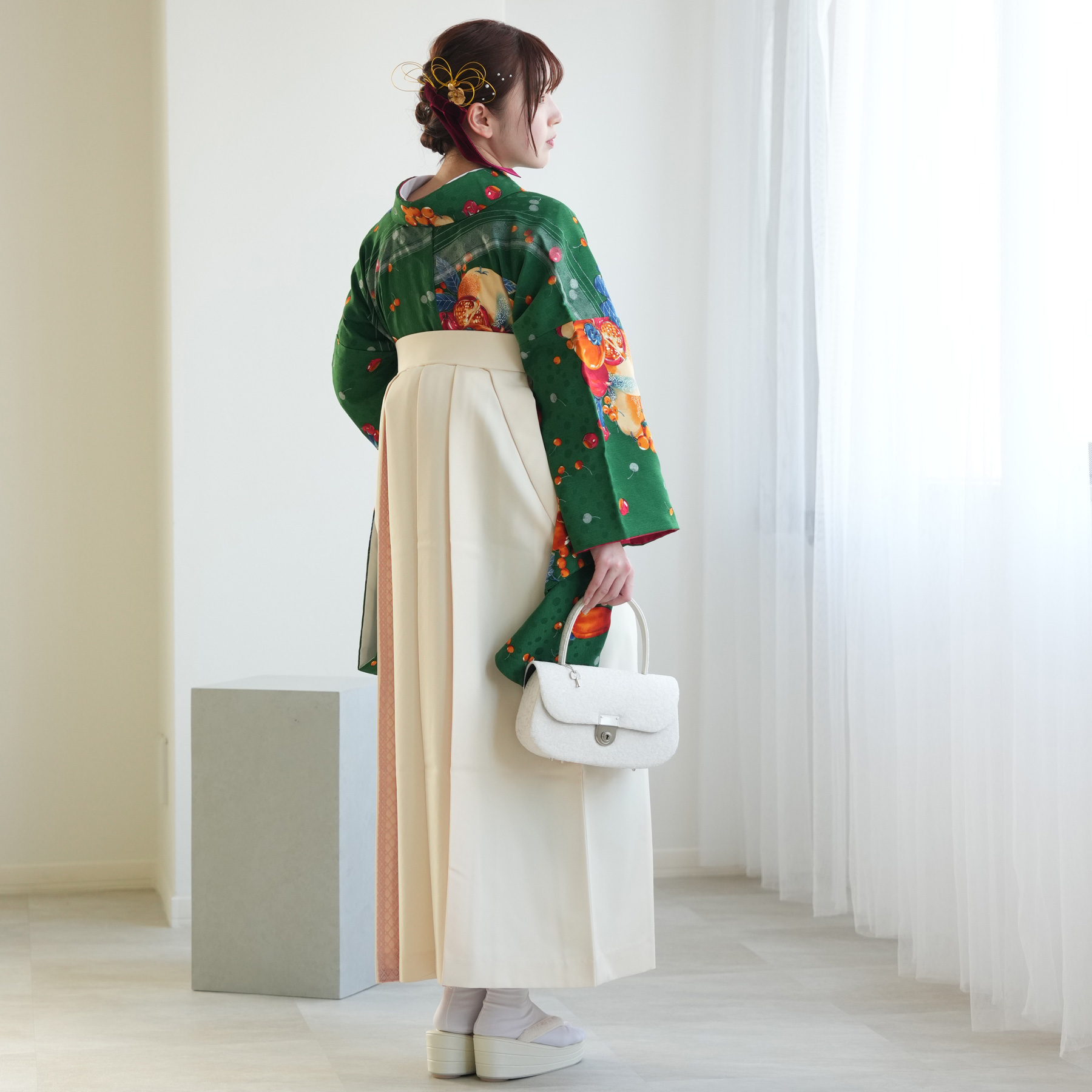 袴 レンタル 卒業式 2尺袖着物 17点セット モダンアンテナ レトロ