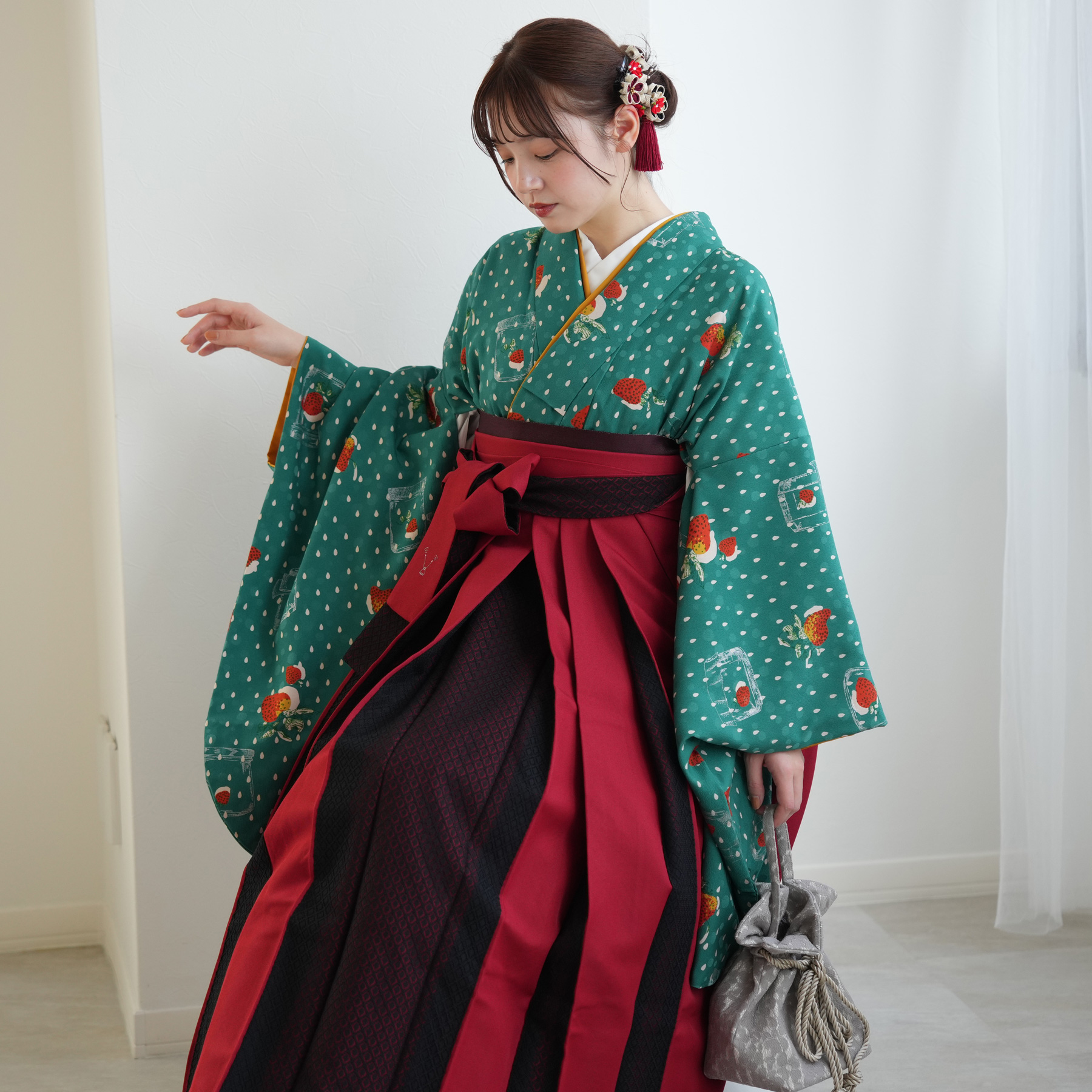 袴 レンタル 卒業式 2尺袖着物 17点セット モダンアンテナ