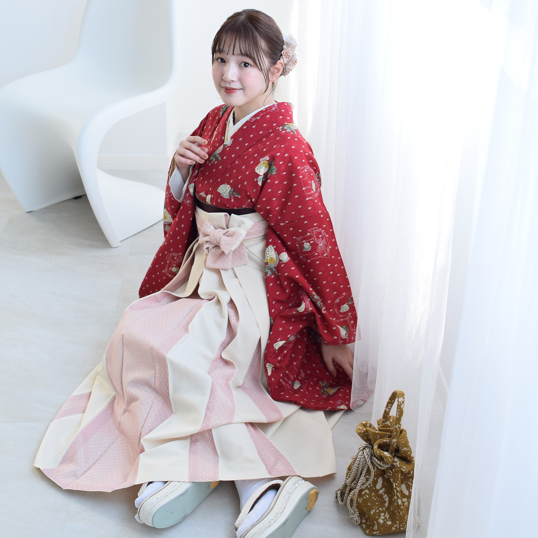 袴 レンタル 卒業式 2尺袖着物 17点セット モダンアンテナ レトロ 袴