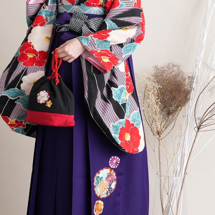 2尺袖 ポリエステル着物 九重 袴用 椿 大正ロマン調 2尺袖 ポリエステル着物 九重 袴用 椿 大正ロマン調 【公式通販】