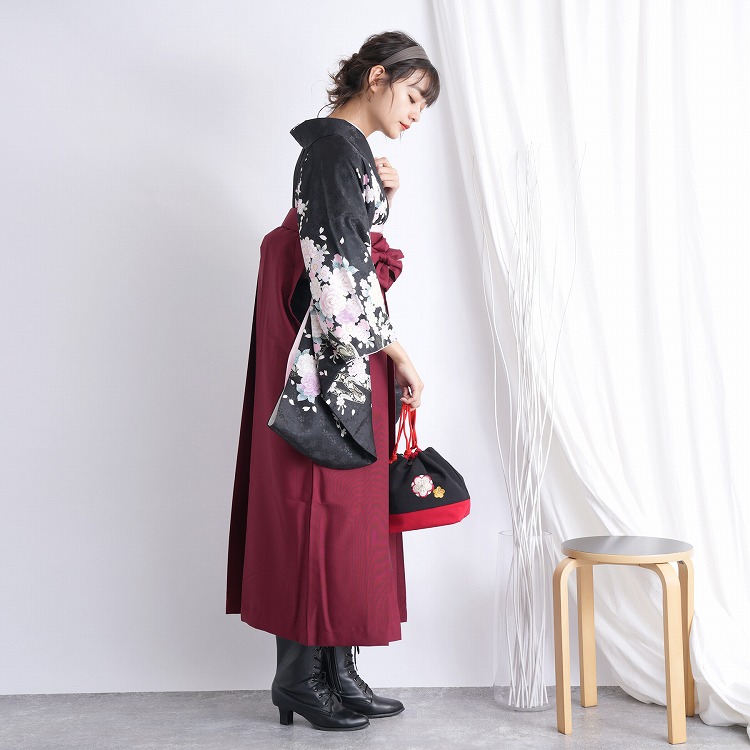 あんぱん様♡  襦袢&着物&袴セット 卒業袴ﾚﾝﾀﾙZ153 JAPAN STYLExちはやふる赤水玉x紺袴 | 着物