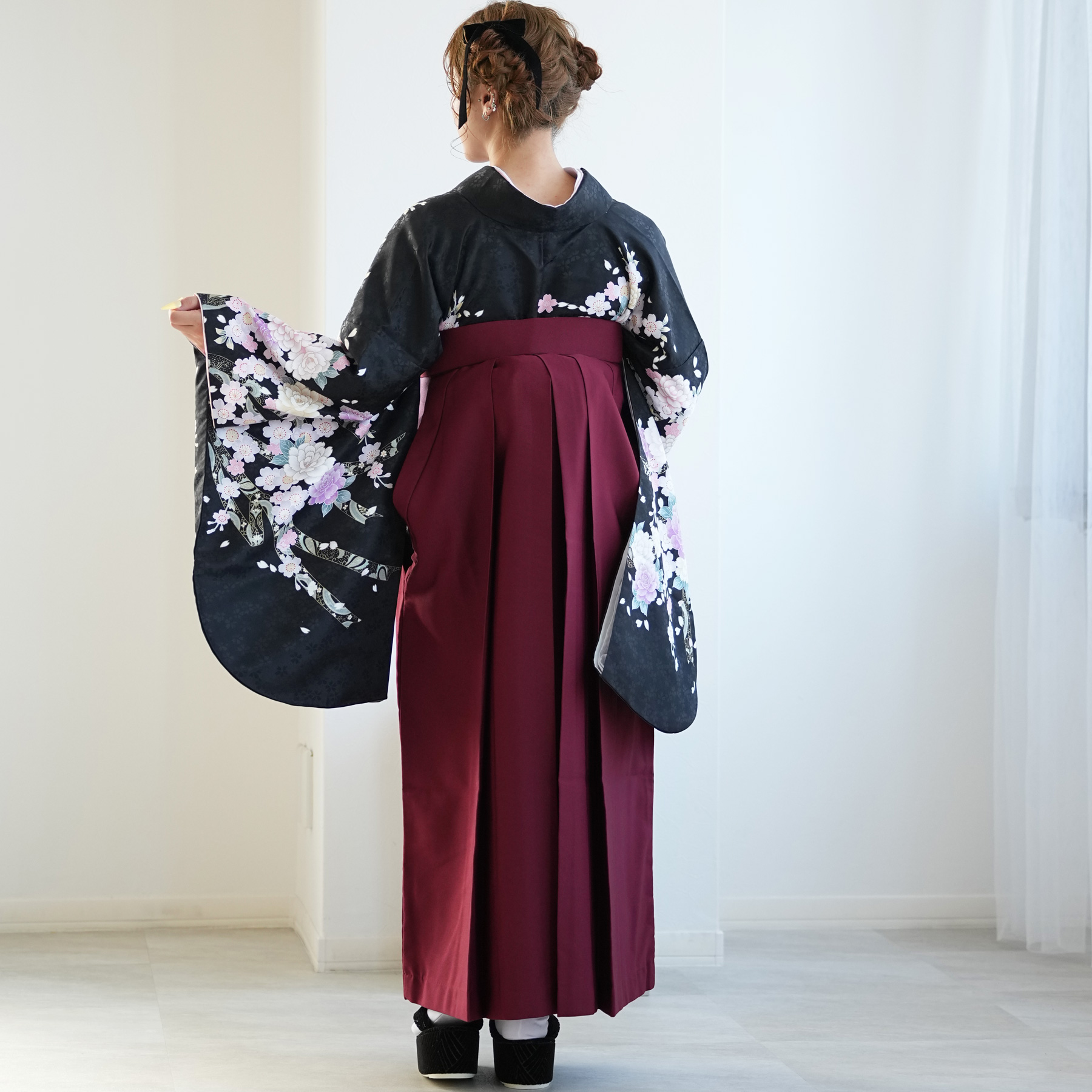 袴 レンタル 卒業式 2尺袖着物 二尺袖 17点セット 袴91cm レトロ 古典