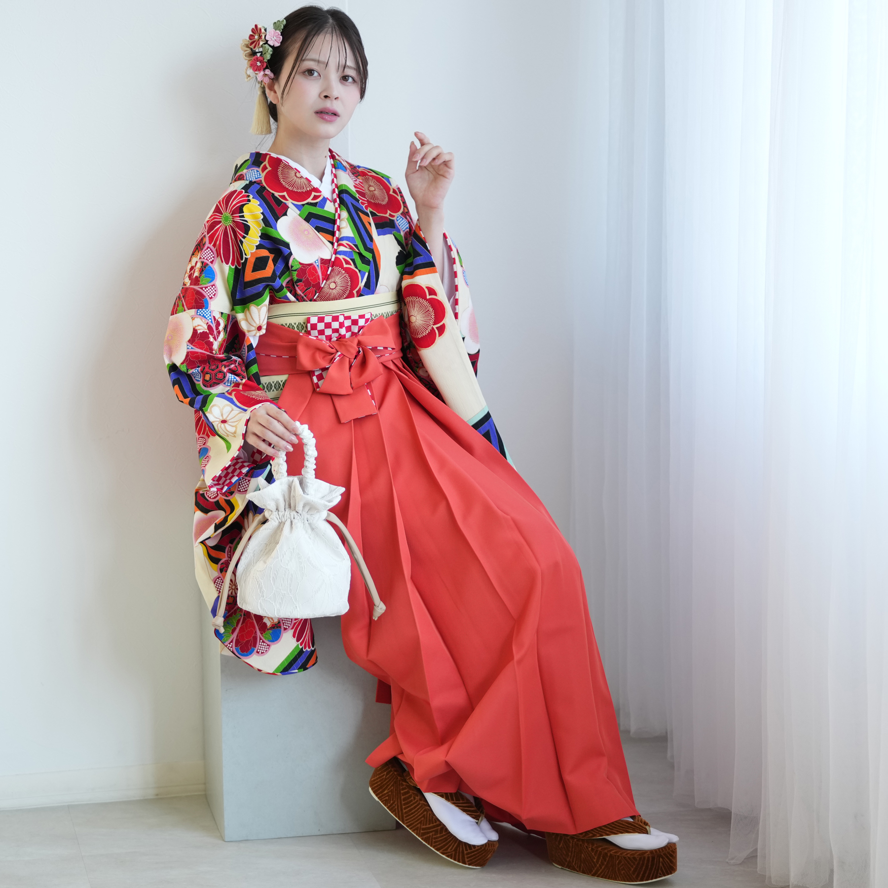 袴 レンタル 卒業式 二尺袖着物 17点セット JAPANSTYLE×中村里砂 黒と