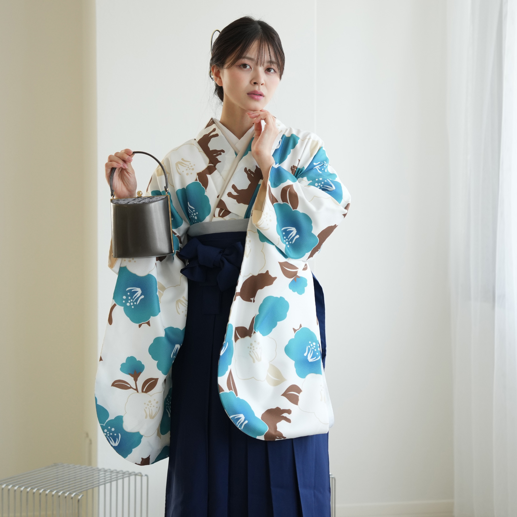 袴 レンタル 卒業式 2尺袖着物 17点セット レトロ モダン 古典 袴