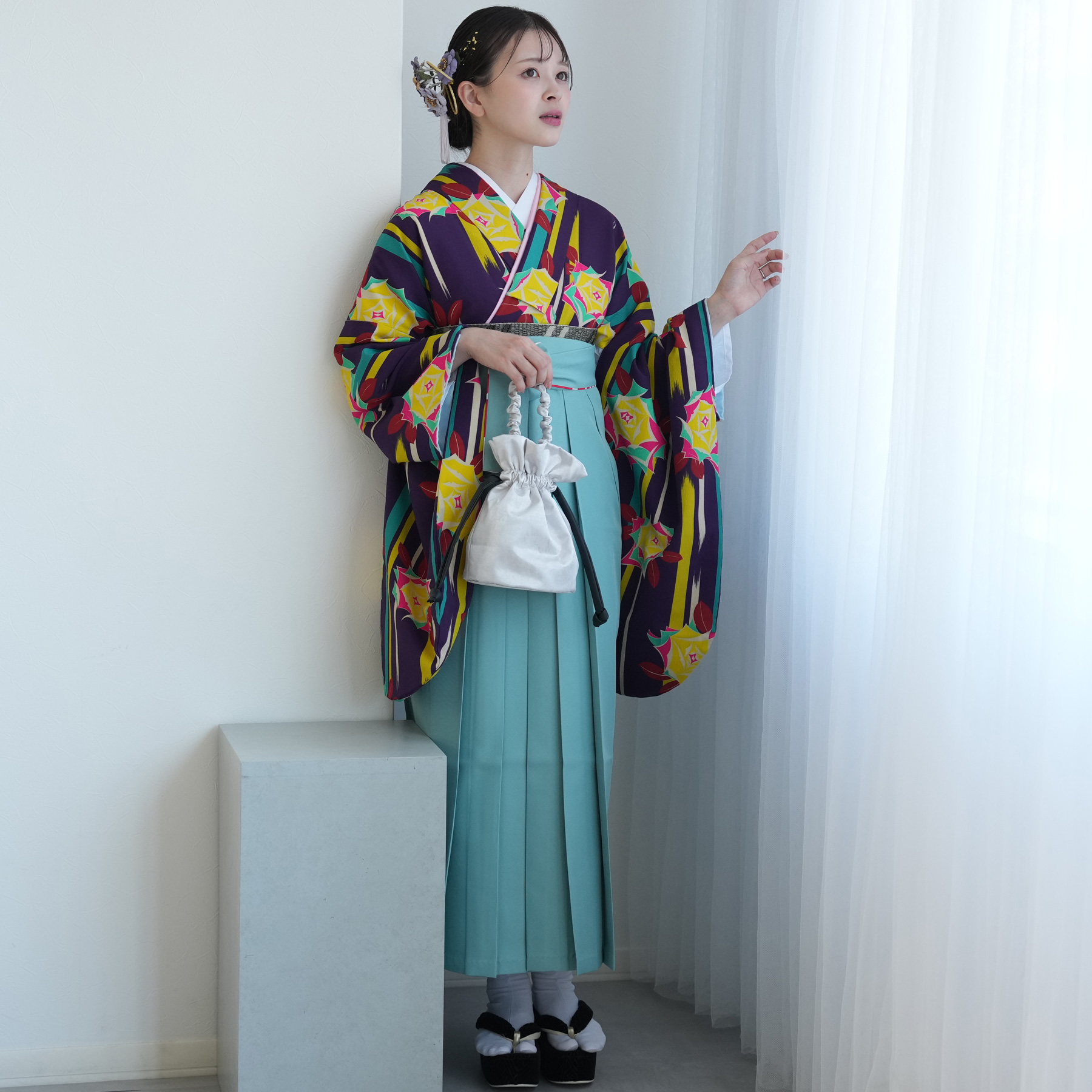 着物レトロ 袴 昭和レトロ 袴 レンタル 卒業式 二尺袖着物 17点セット 