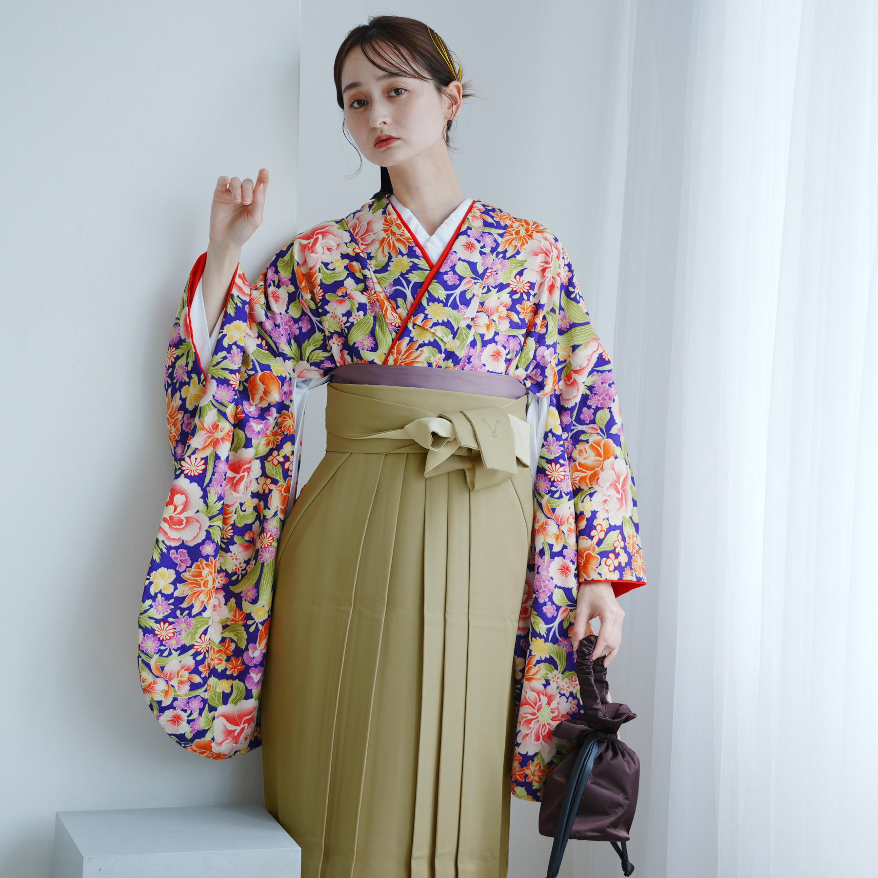 袴 レンタル 卒業式 2尺袖着物 袴 17点セット モダンアンテナ レトロ モダン 袴セット