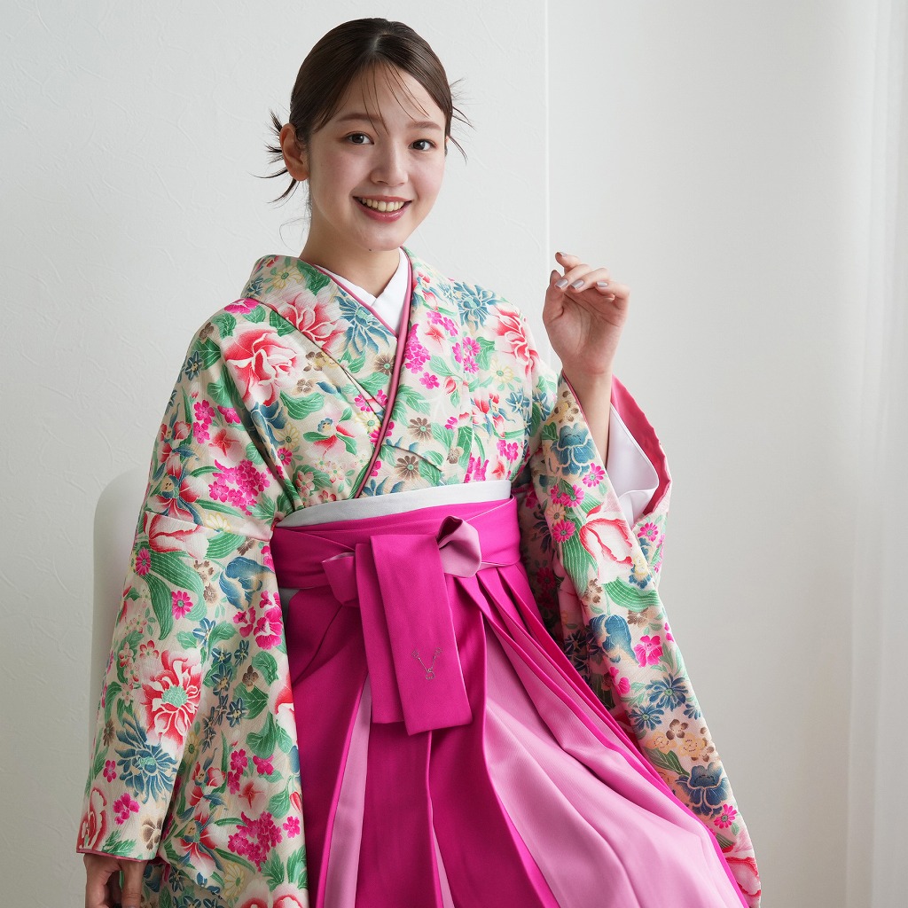 袴 レンタル 卒業式 2尺袖着物 17点セット モダンアンテナ レトロ 袴 