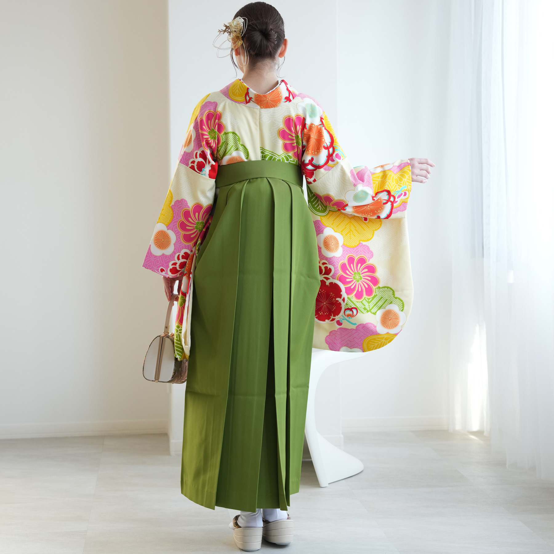 袴 レンタル 卒業式 2尺袖着物 17点セット JAPAN STYLE レトロモダン系