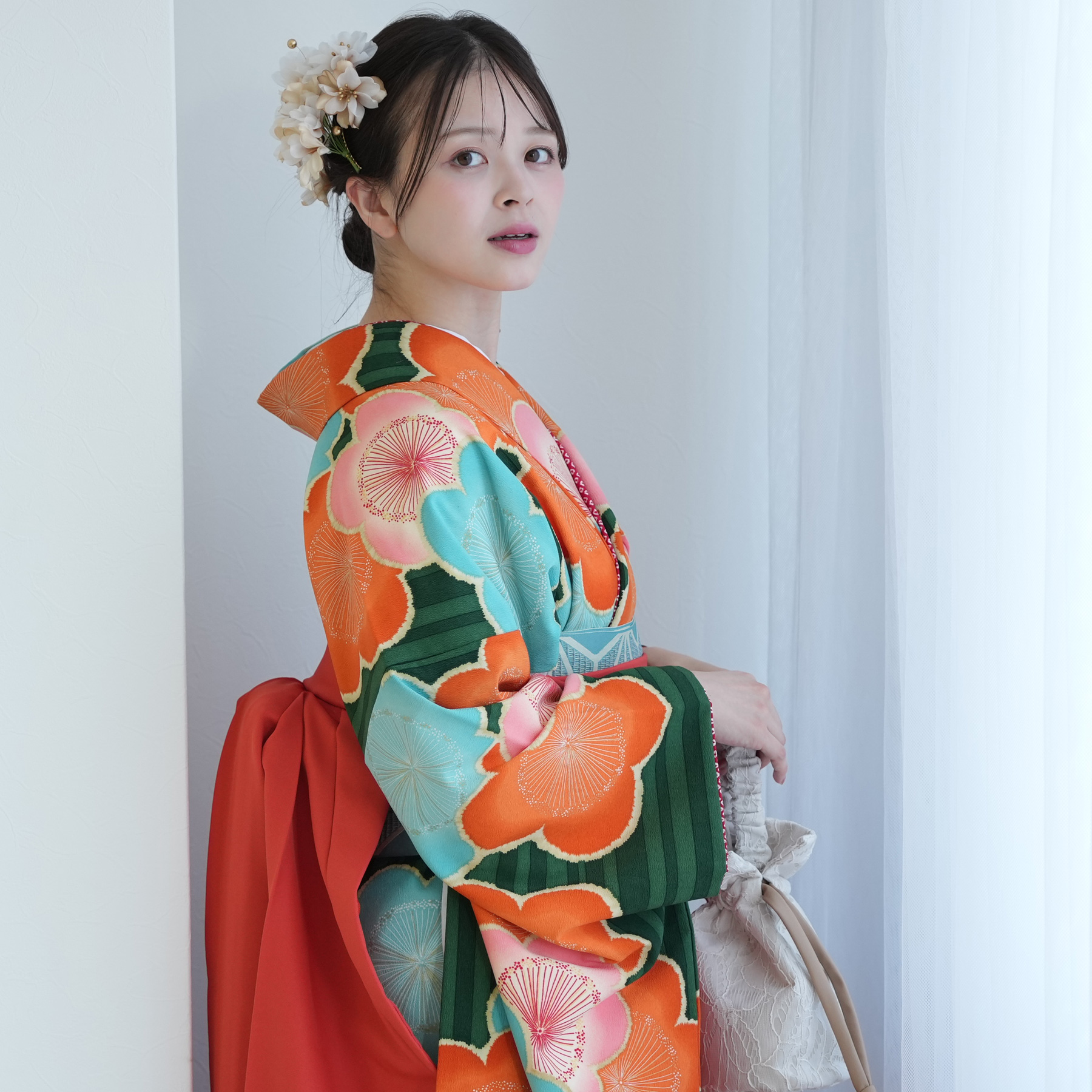 袴 レンタル 卒業式 二尺袖着物 17点セット 九重 古典 レトロ モダン