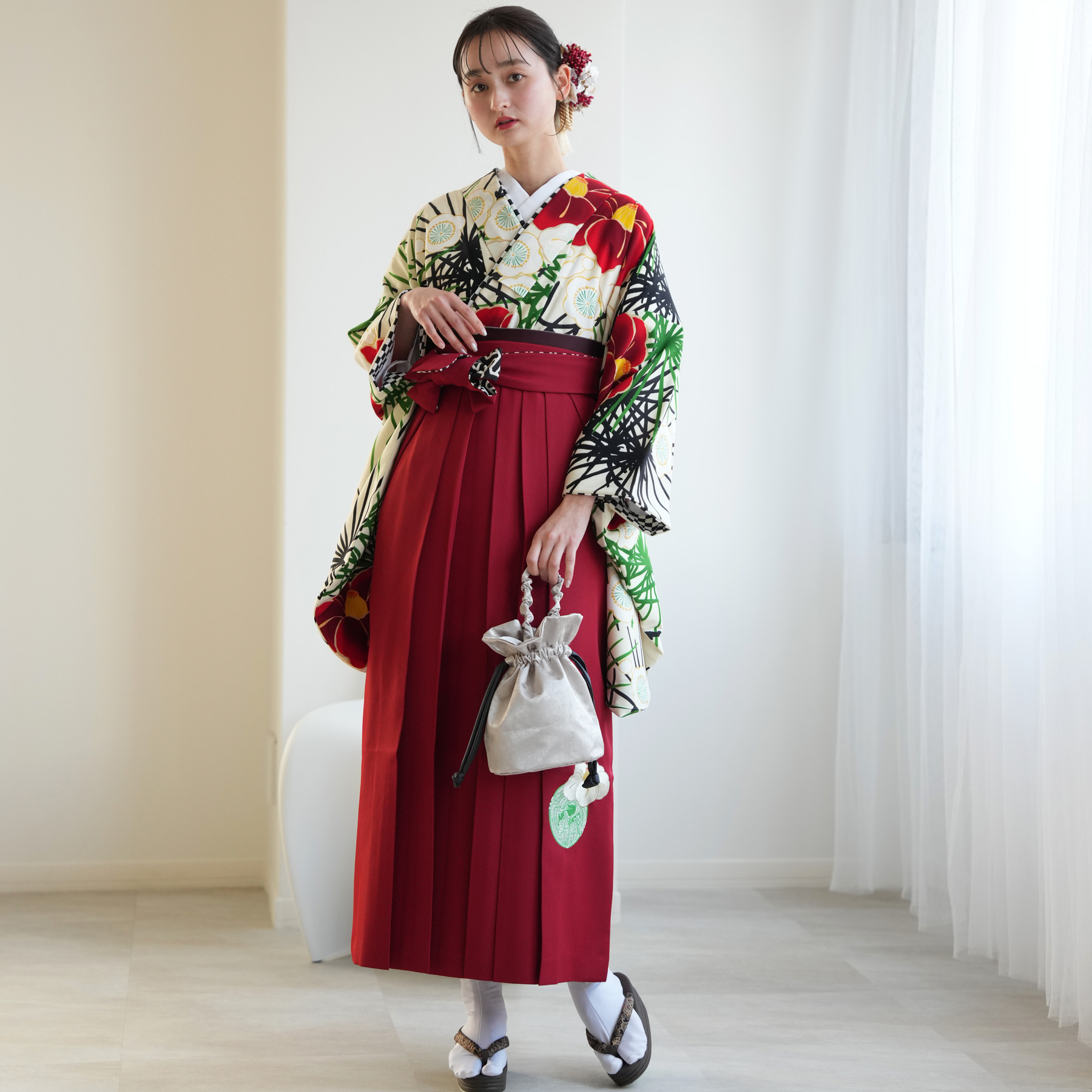 袴 レンタル 卒業式 2尺袖着物 17点セット JAPAN STYLE レトロ