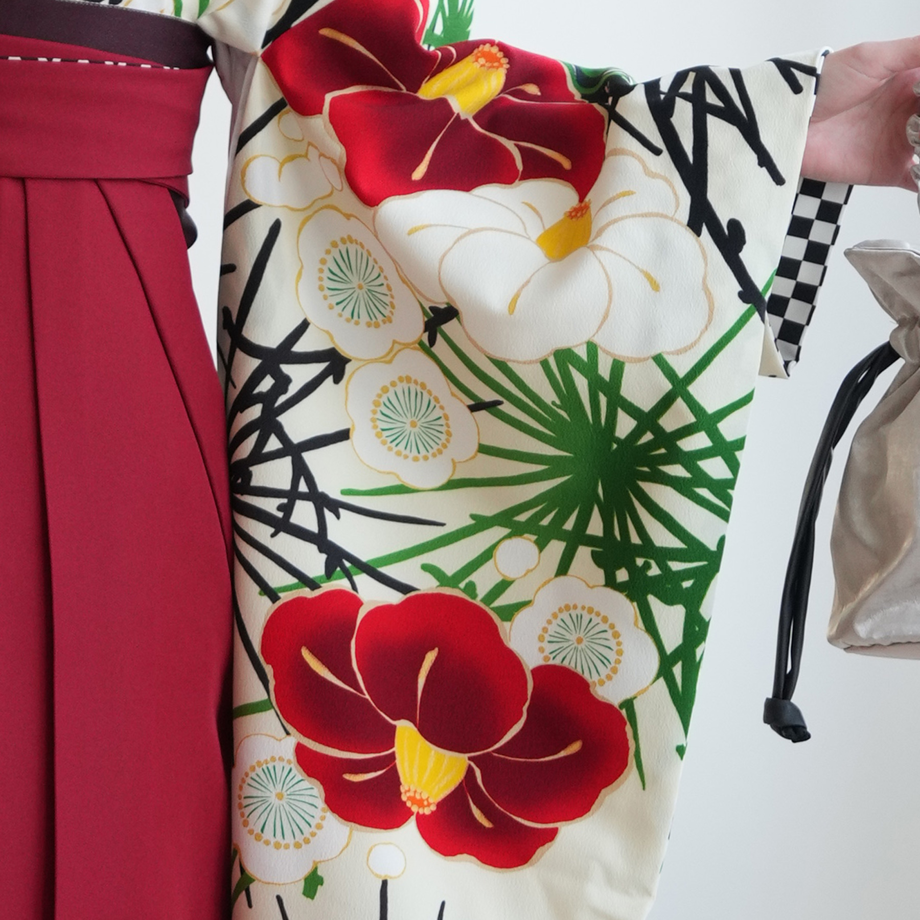 袴 レンタル 卒業式 2尺袖着物 17点セット JAPAN STYLE レトロモダン系