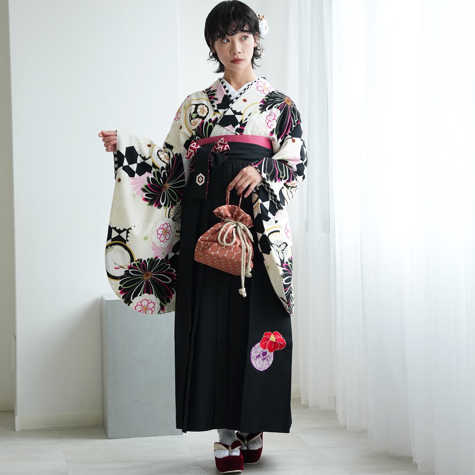 袴 レンタル 卒業式 2尺袖着物 二尺袖 17点セット JAPAN STYLE 古典