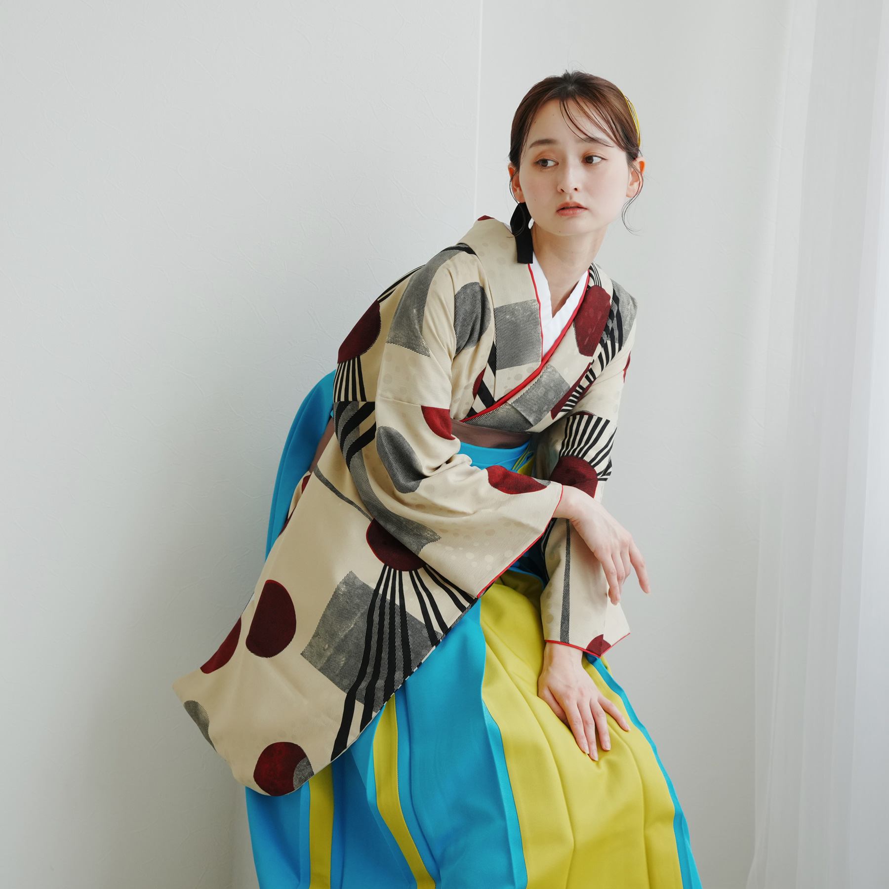 袴 レンタル 卒業式 2尺袖着物 17点セット モダンアンテナ レト