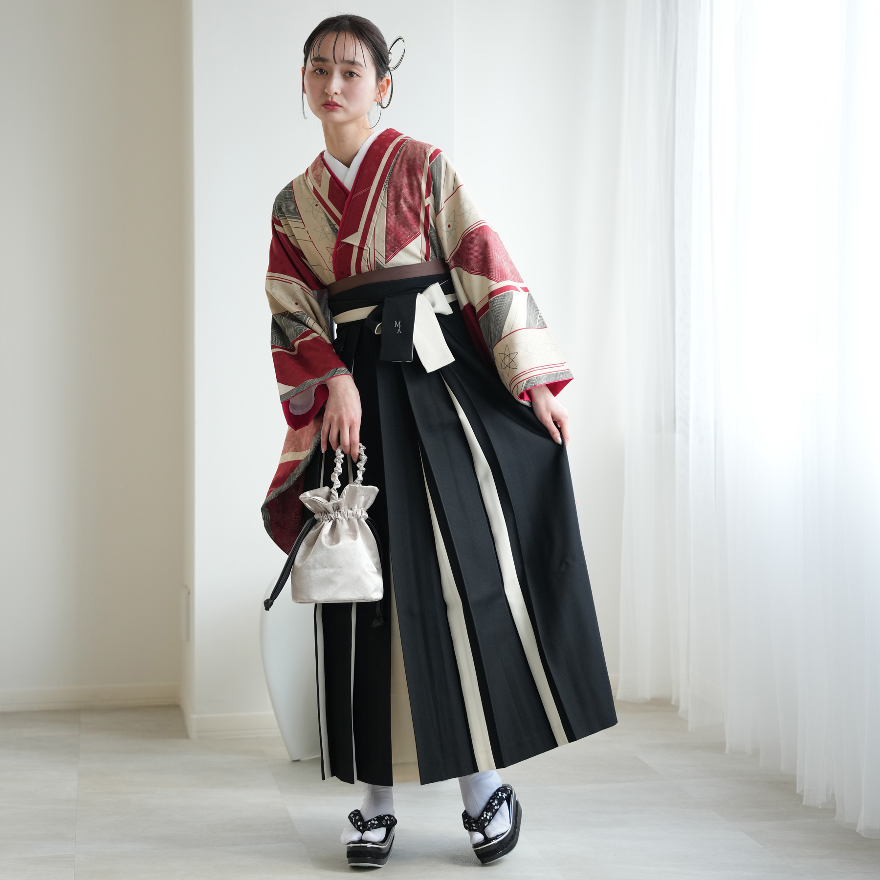 袴 レンタル 卒業式 2尺袖着物 17点セット モダンアンテナ