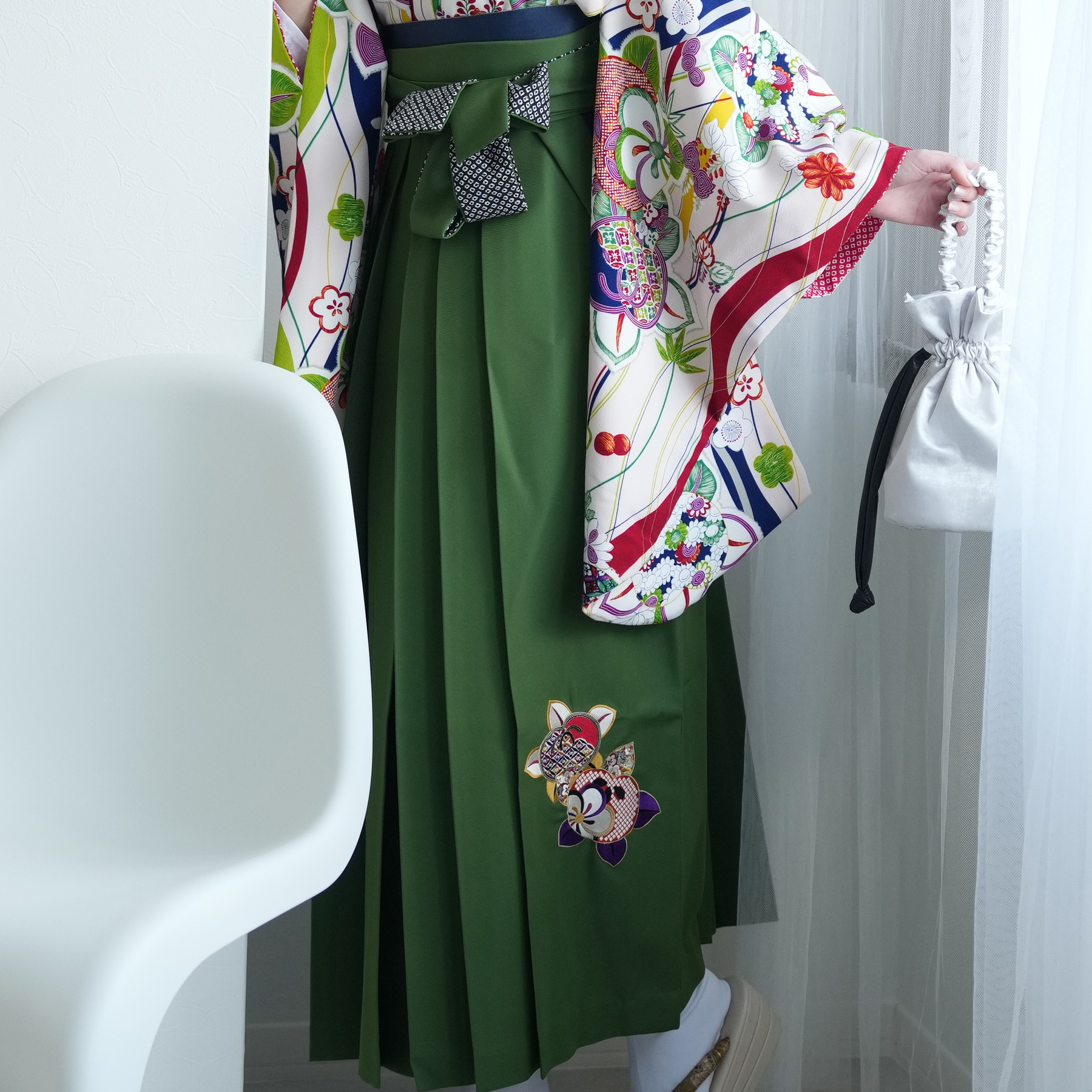 袴 レンタル 卒業式 2尺袖着物 17点セット 九重 レトロモダン系 袴