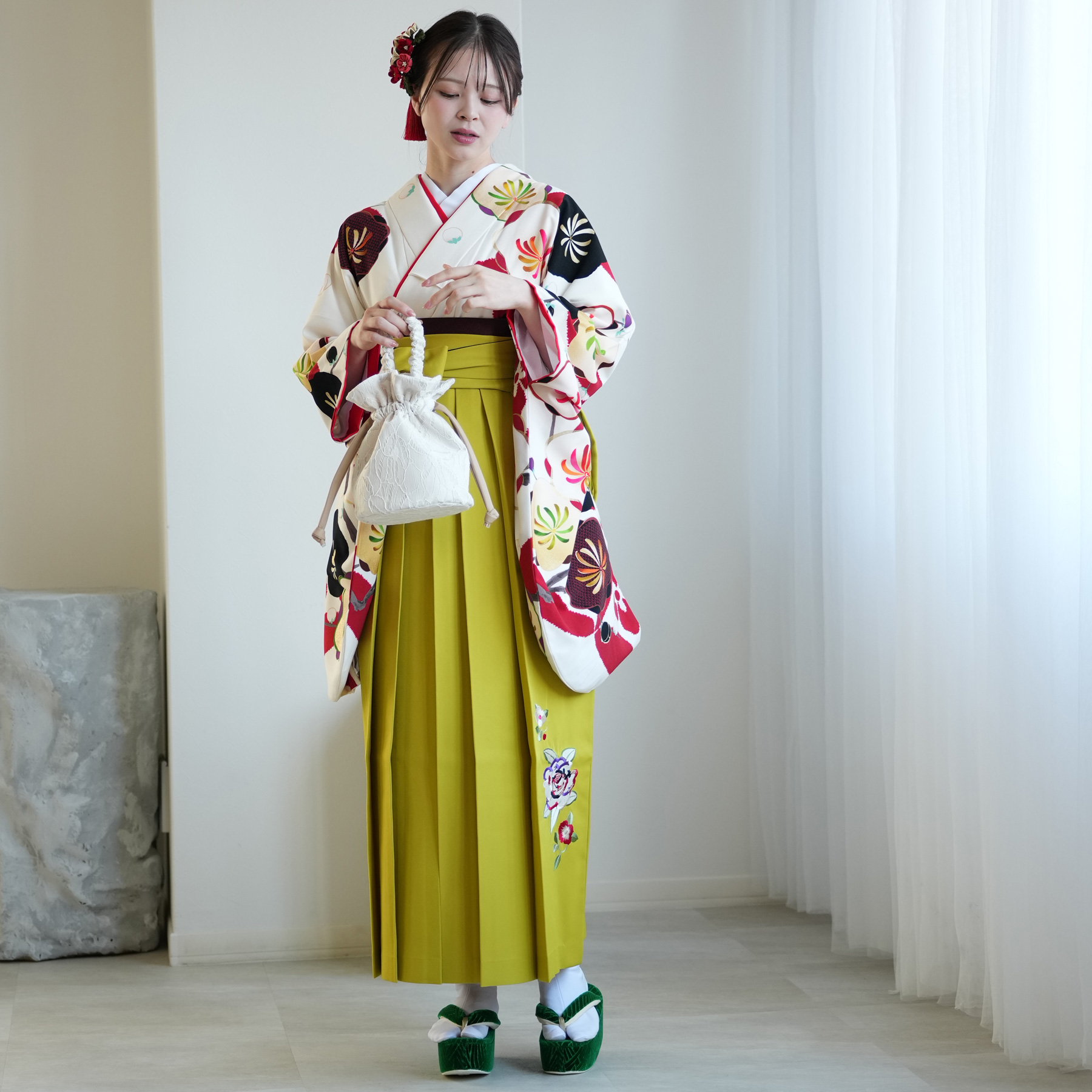 袴 レンタル 卒業式 二尺袖着物 袴 17点セ...の詳細画像3