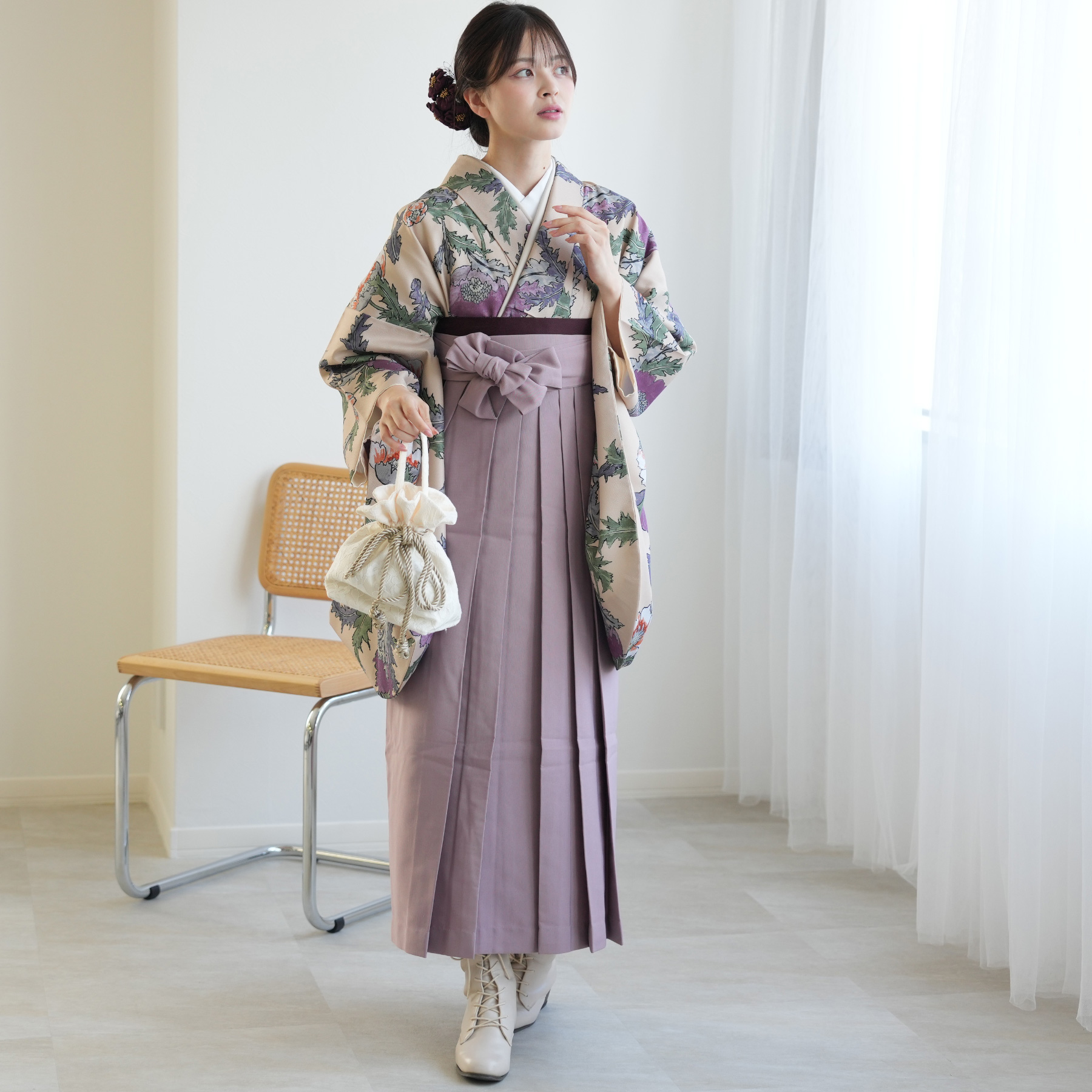 袴 レンタル 卒業式 2尺袖着物 袴 17点セ...の詳細画像3