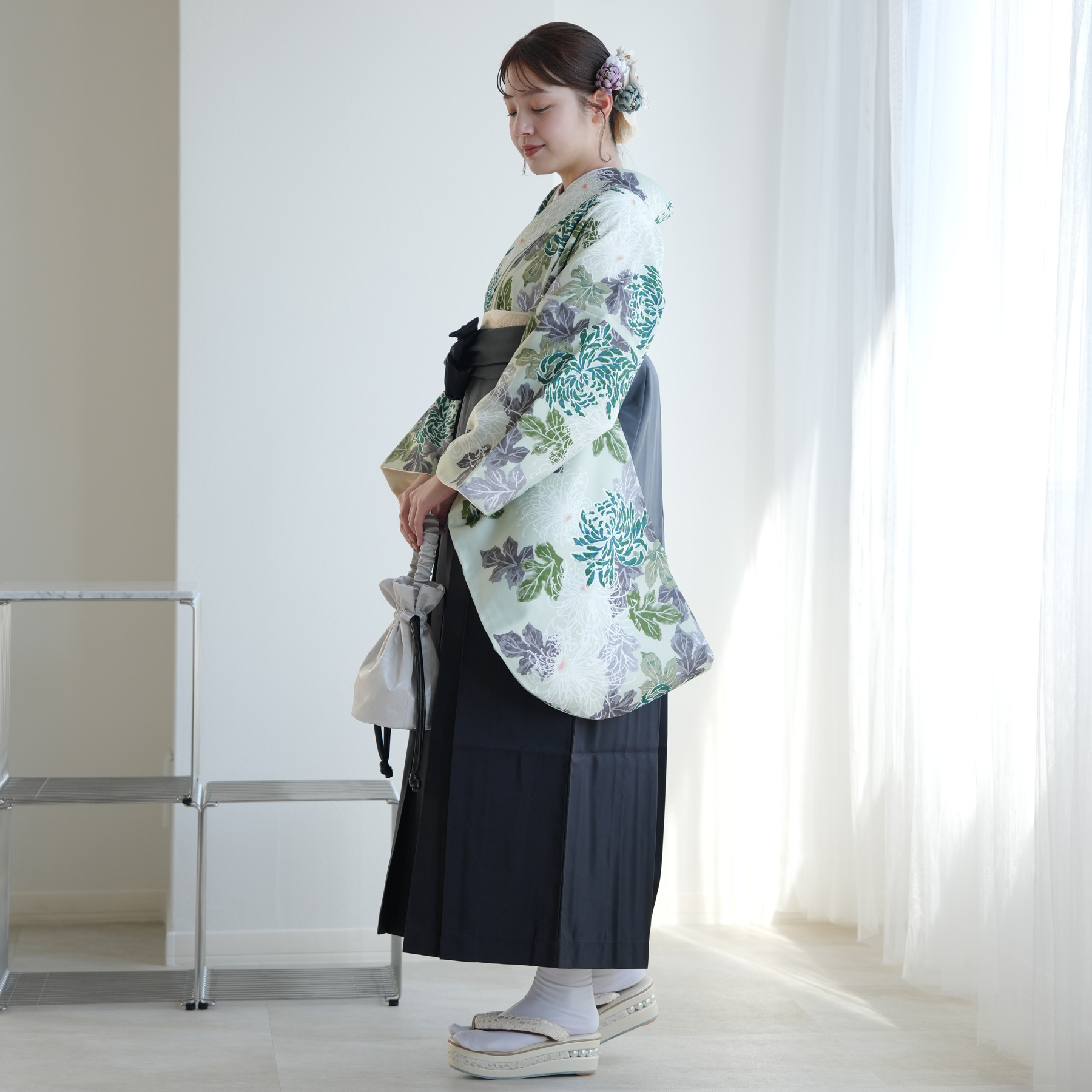 袴 レンタル 卒業式 2尺袖着物 17点セット utatane レトロ モダン 袴 