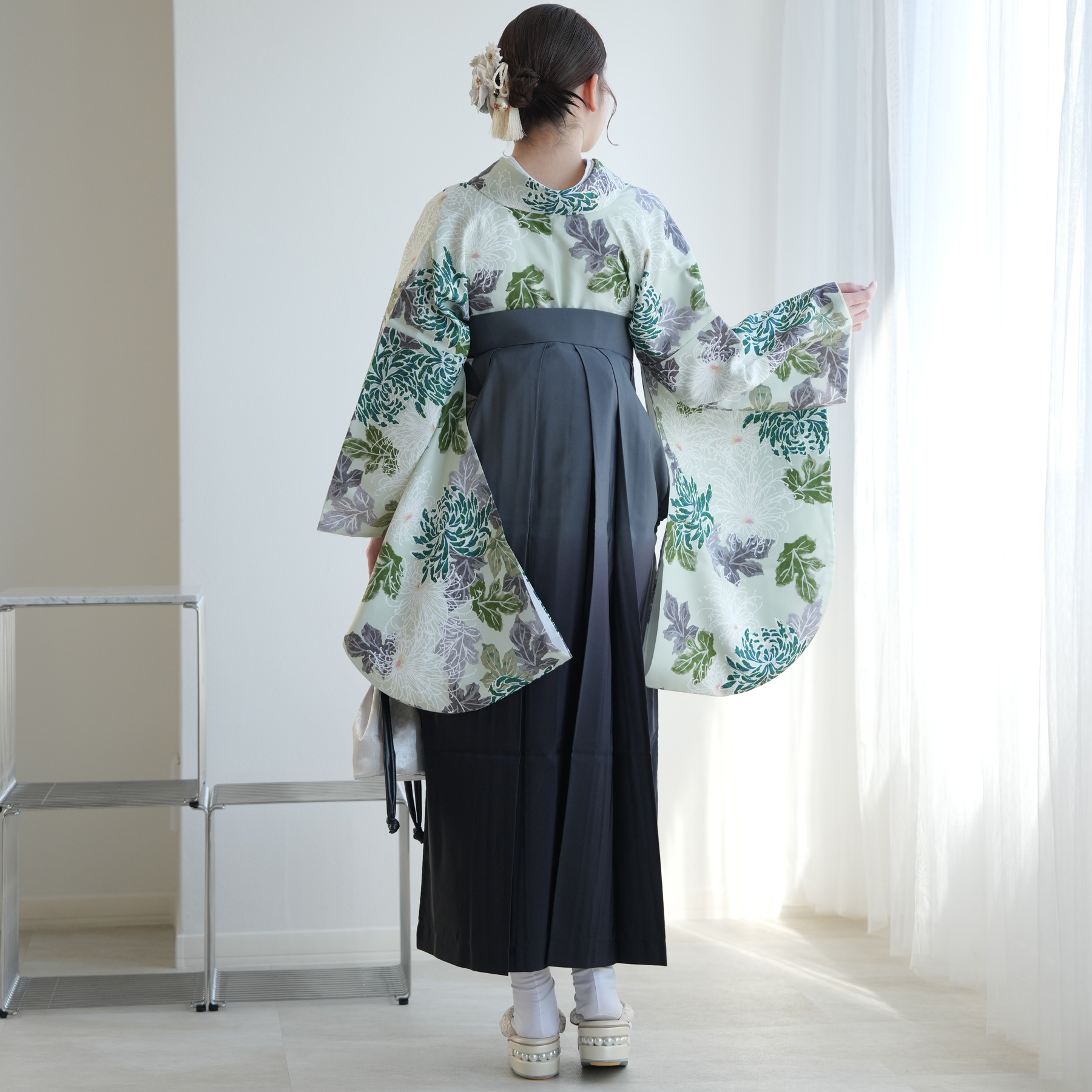 袴 レンタル 卒業式 2尺袖着物 17点セット utatane レトロ モダン 袴 