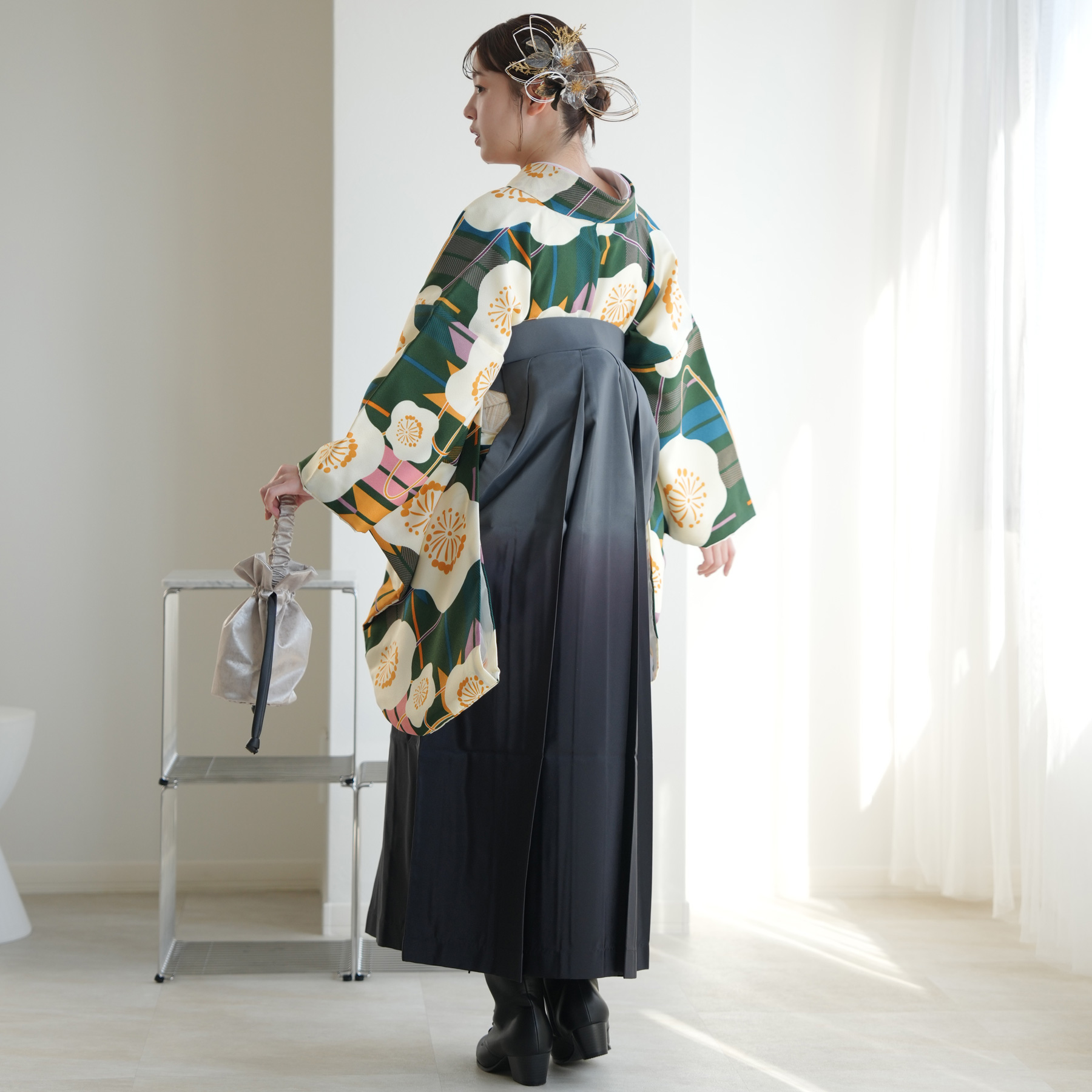 utatane ひよこ商店の卒業式 袴 2点セット 袴 レンタル 卒業式 2尺袖着物 17点セット ひよこ商店 レトロ モダン