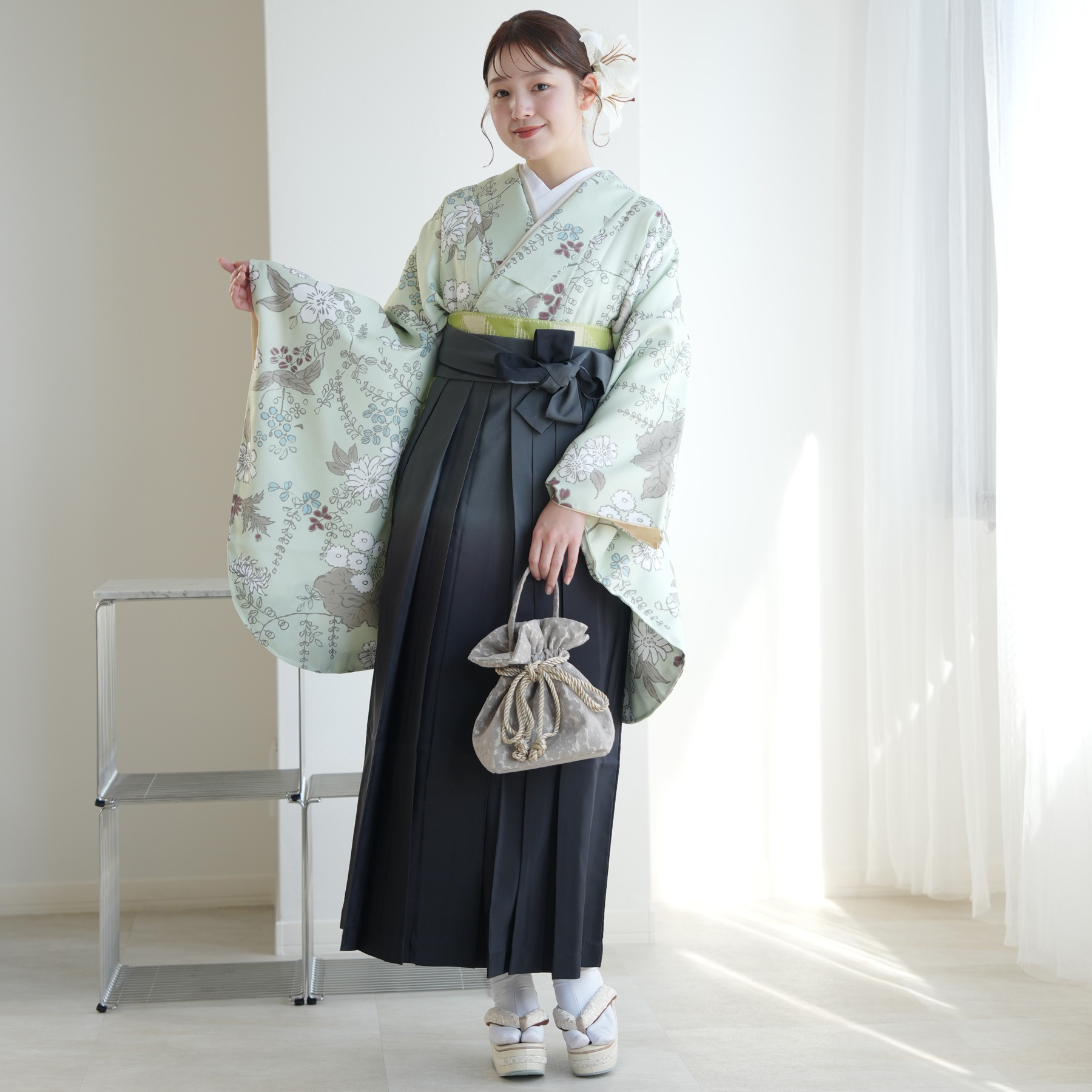 袴 レンタル 卒業式 2尺袖着物 袴 17点セ...の詳細画像3