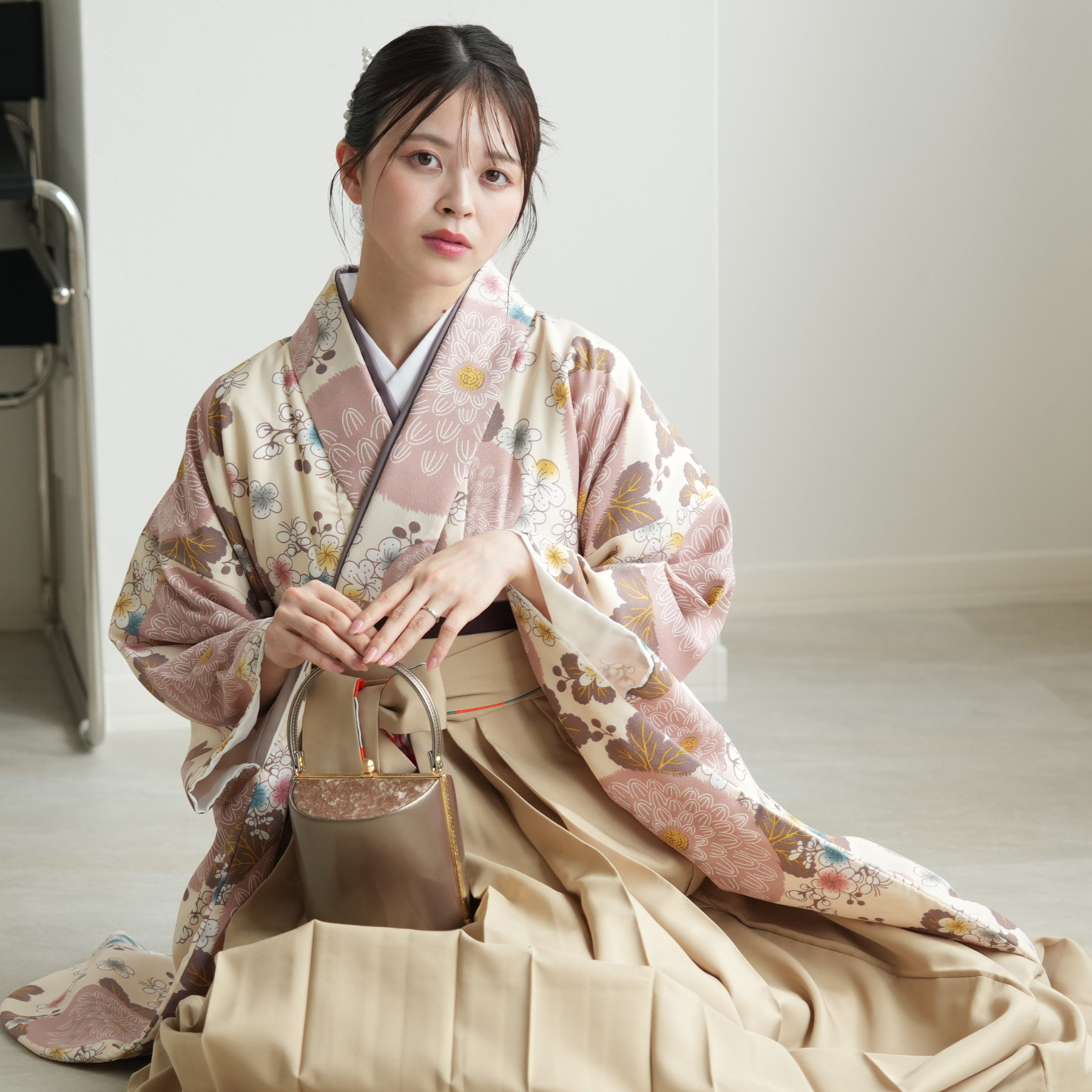 袴 レンタル 卒業式 2尺袖着物 17点セット ひよこ商店 レトロ モダン