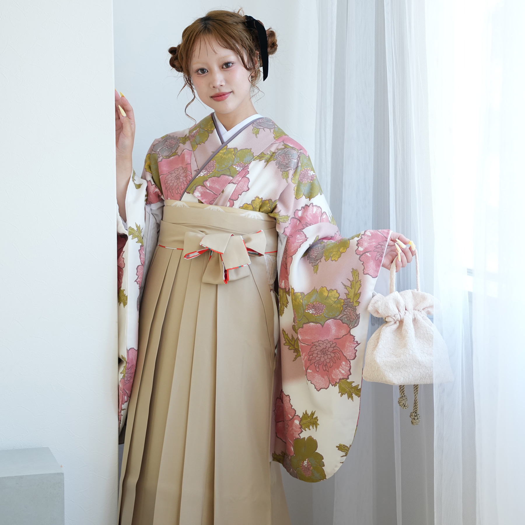袴 レンタル 卒業式 2尺袖着物 17点セット ひよこ商店 レトロ モダン