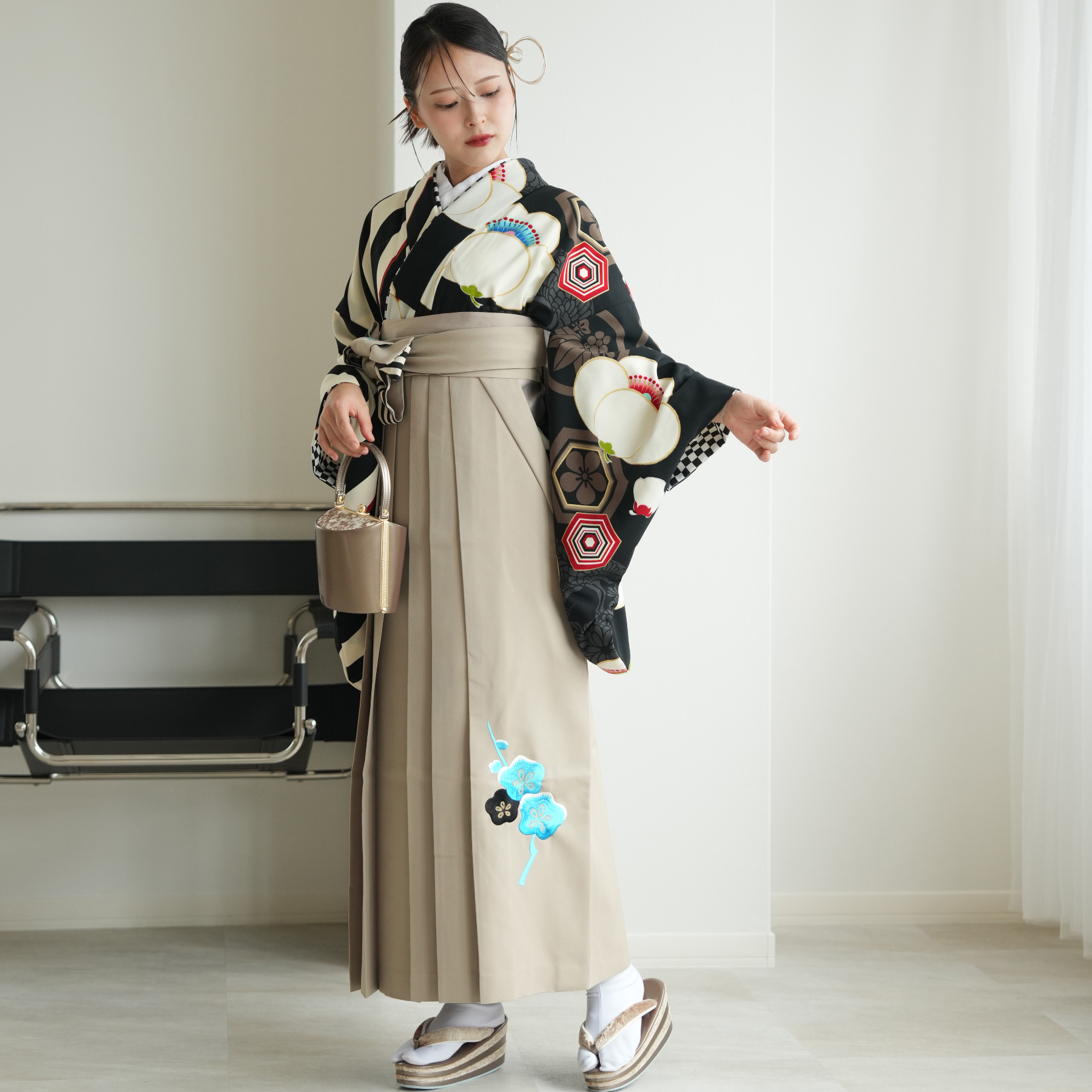 卒業式　袴セット145～155(二尺袖着物・襦袢・袴) h6507】【レンタル】二尺袖きもの 2点セット (二尺袖 / 長襦袢