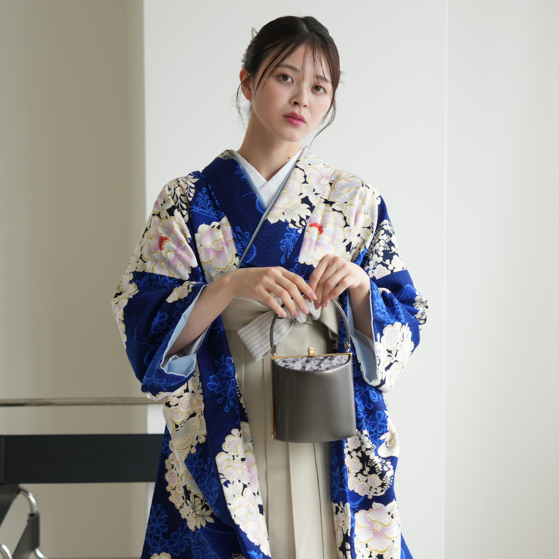 卒業式　袴セット　肌襦袢付 袴 レンタル 卒業式 2尺袖着物 17点セット utatane レトロ 袴