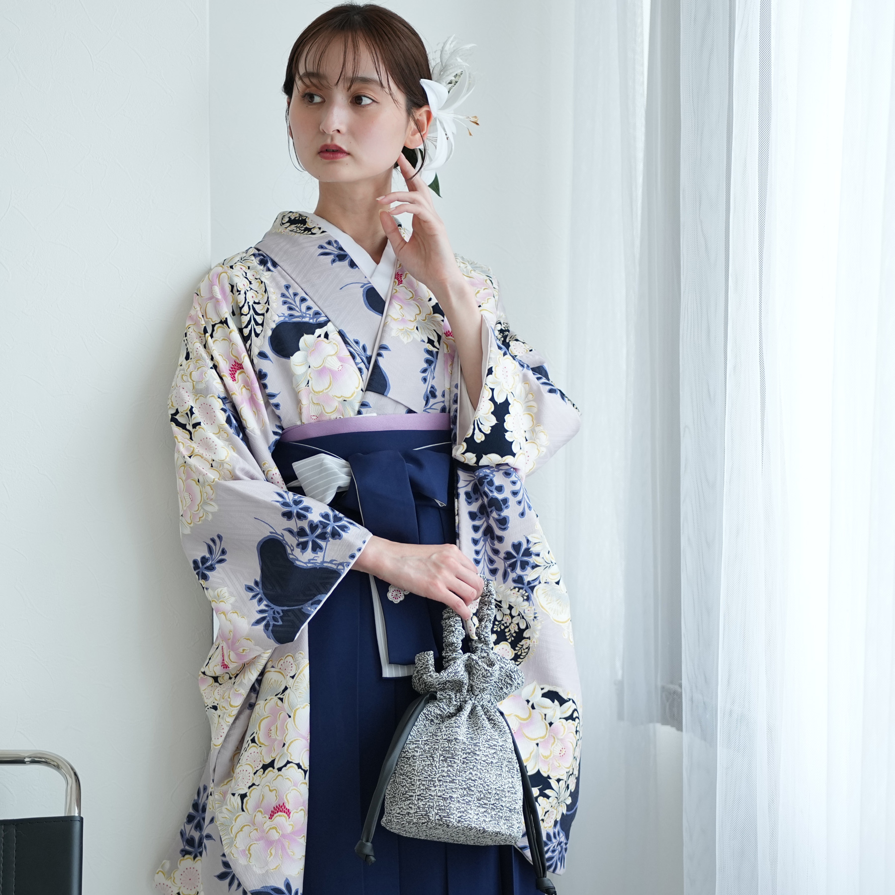 袴 レンタル 卒業式 2尺袖着物 17点セット NATURAL BEAUTY レトロ