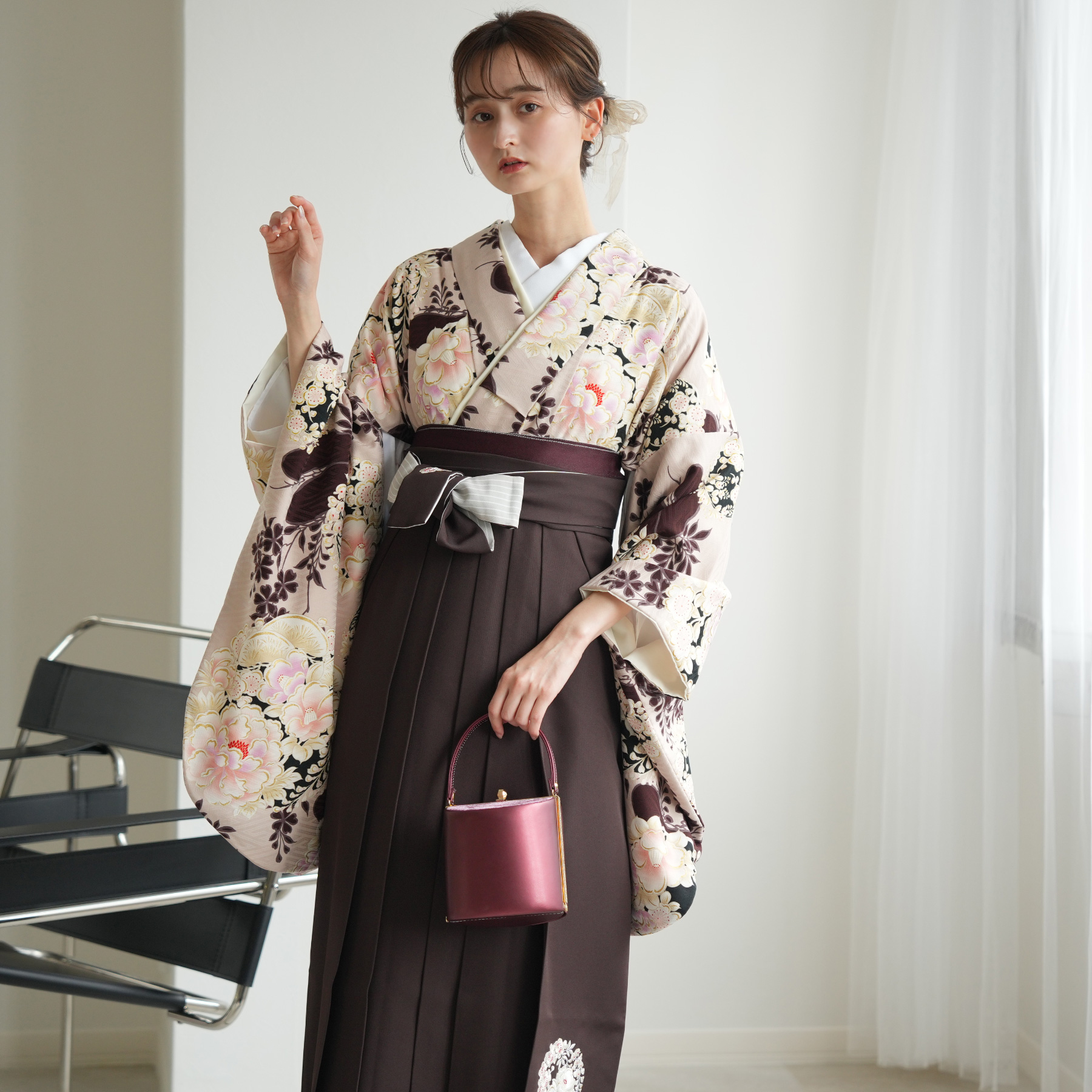 専用です☆花夢二ブラウン系の羽織着物に袴フルセット ren-hms0616_2.jpg
