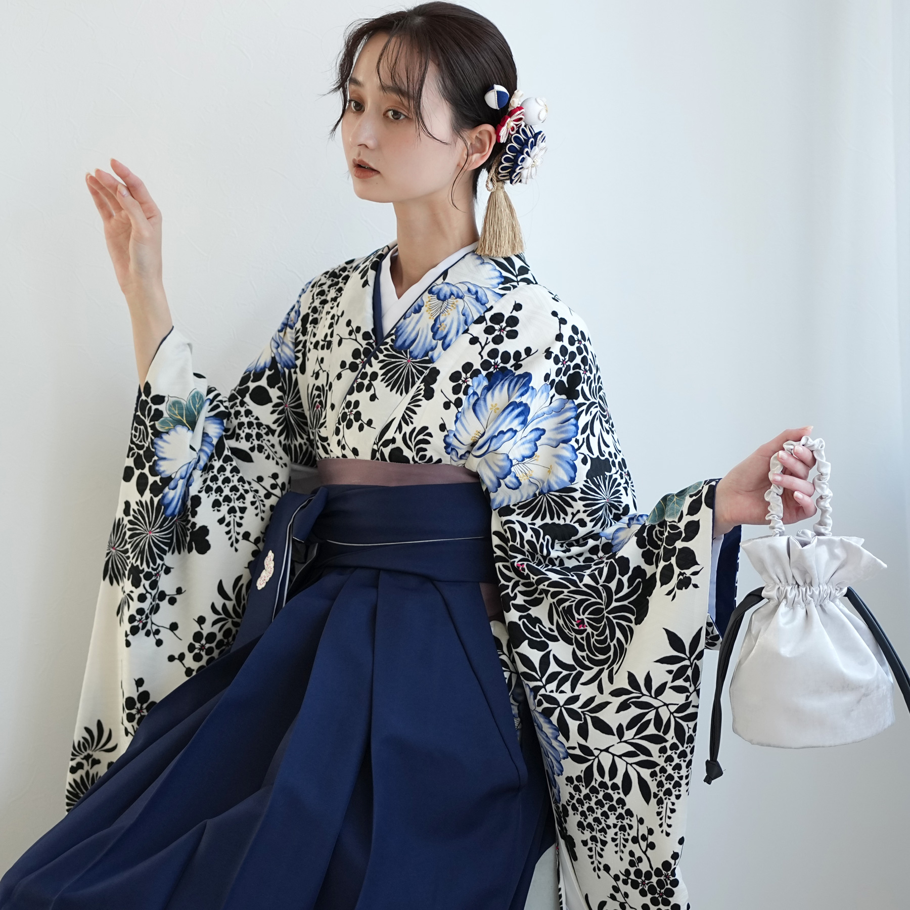 袴 レンタル 卒業式 2尺袖着物 17点セット NATURAL BEAUTY レトロ