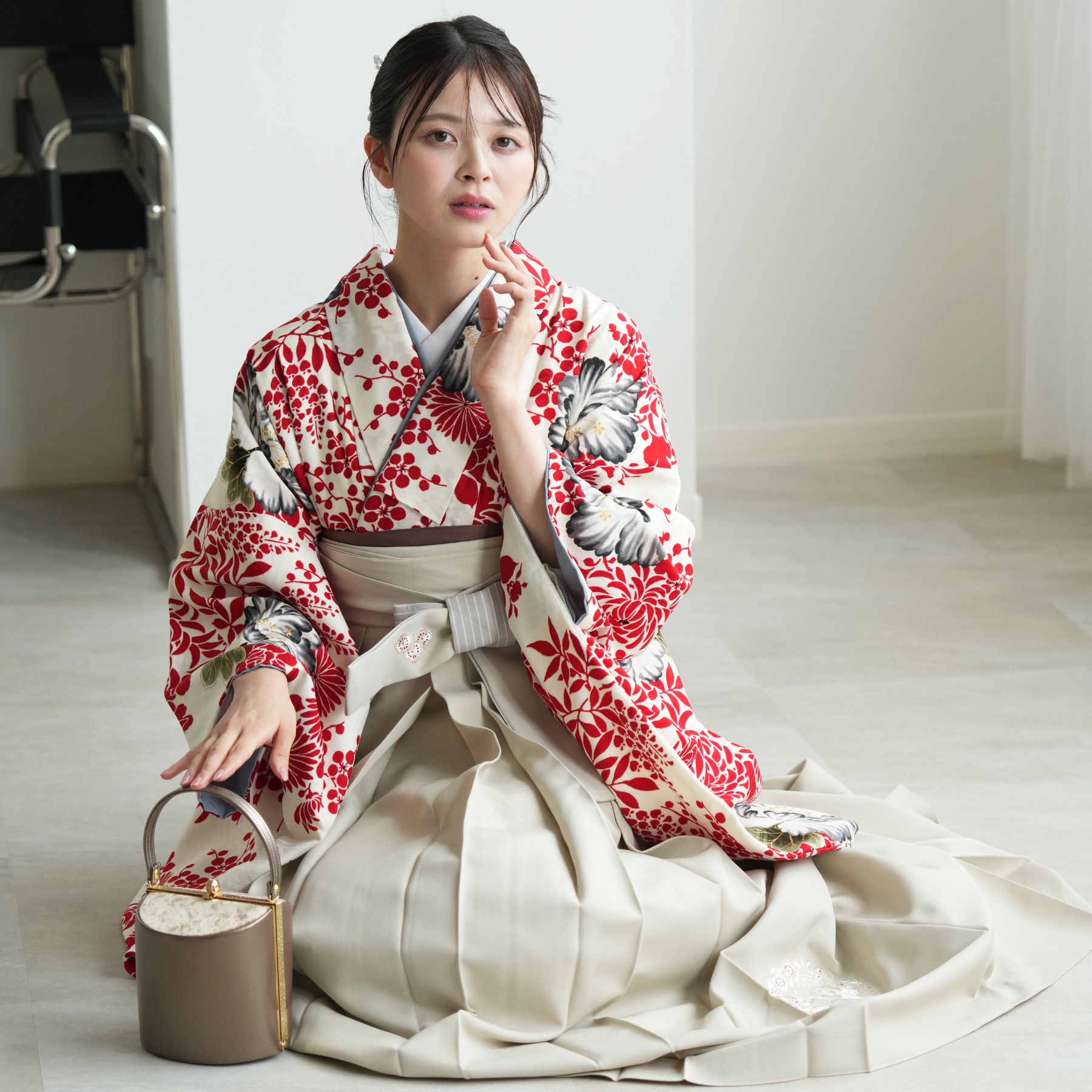 袴 レンタル 卒業式 2尺袖着物 17点セット NATURAL BEAUTY