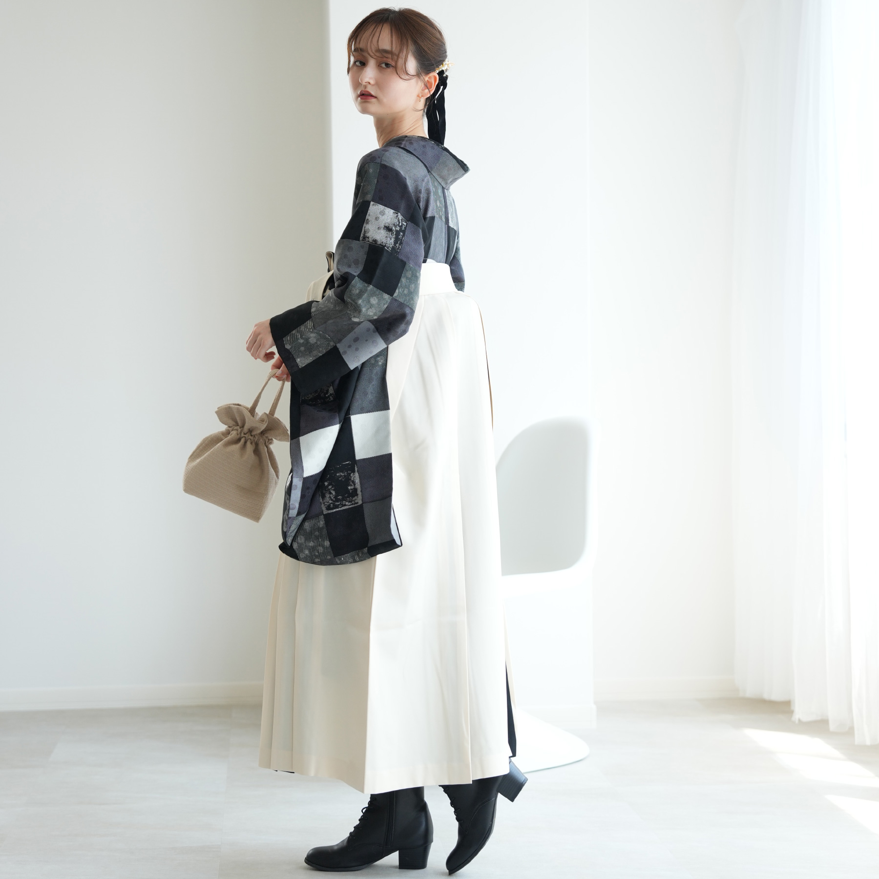 袴 レンタル 卒業式 2尺袖着物 17点セット モダンアンテナ レトロ